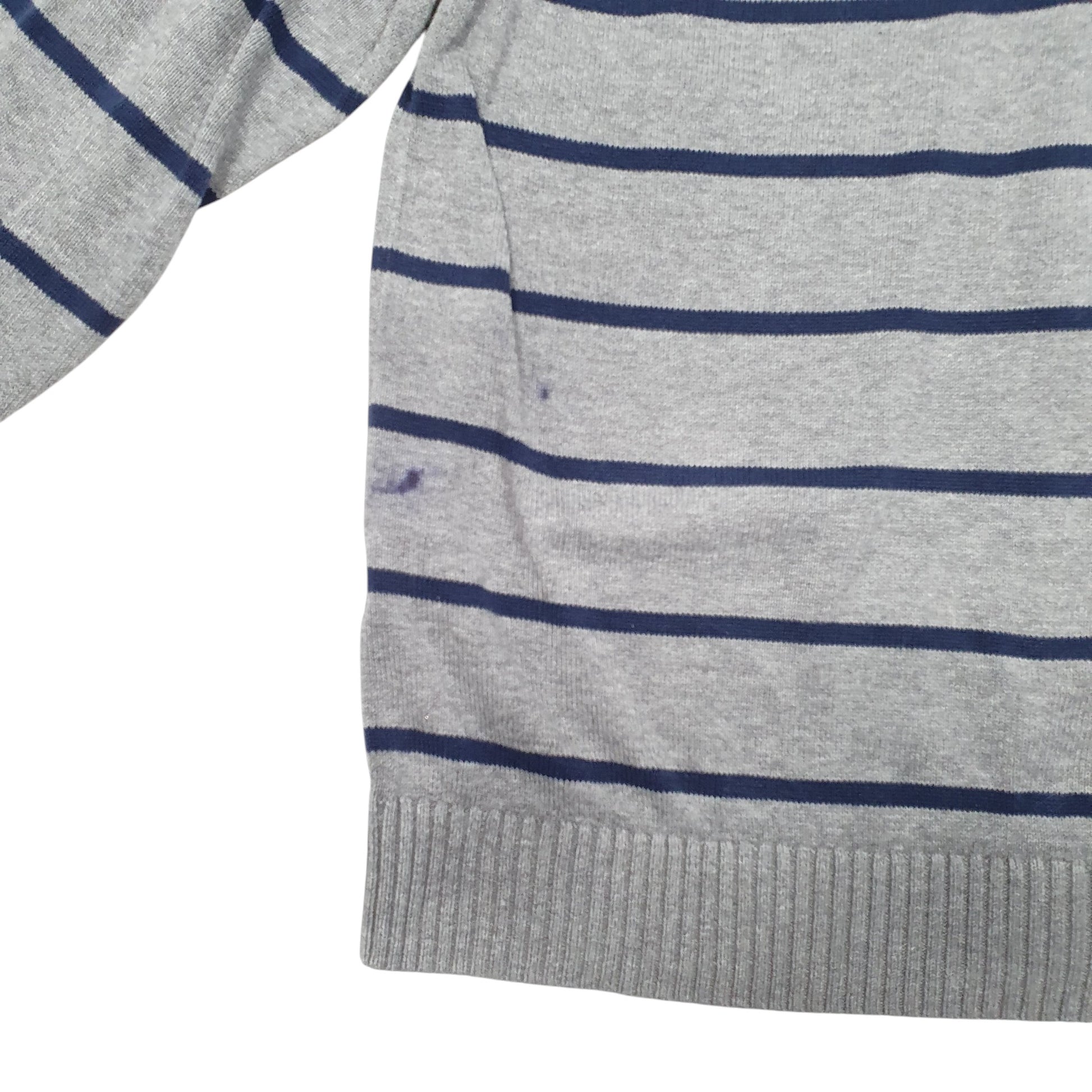Mens Grey Tommy Hilfiger Knit Striped Full Zip Jumper