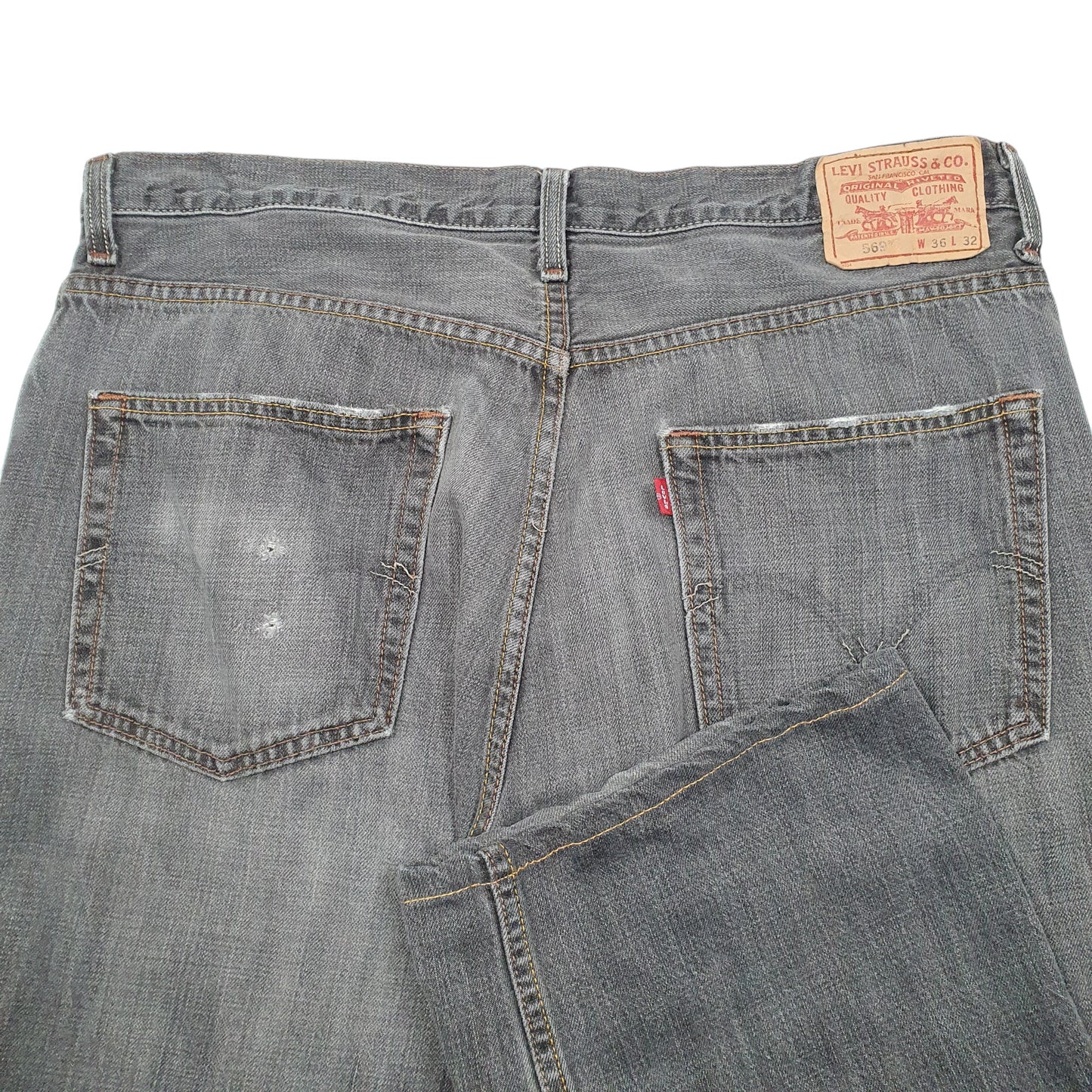 Mens Grey Levis Straight 569 JeansW36 L30