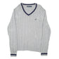 Mens Grey Nautica Knit Cable V neck Jumper