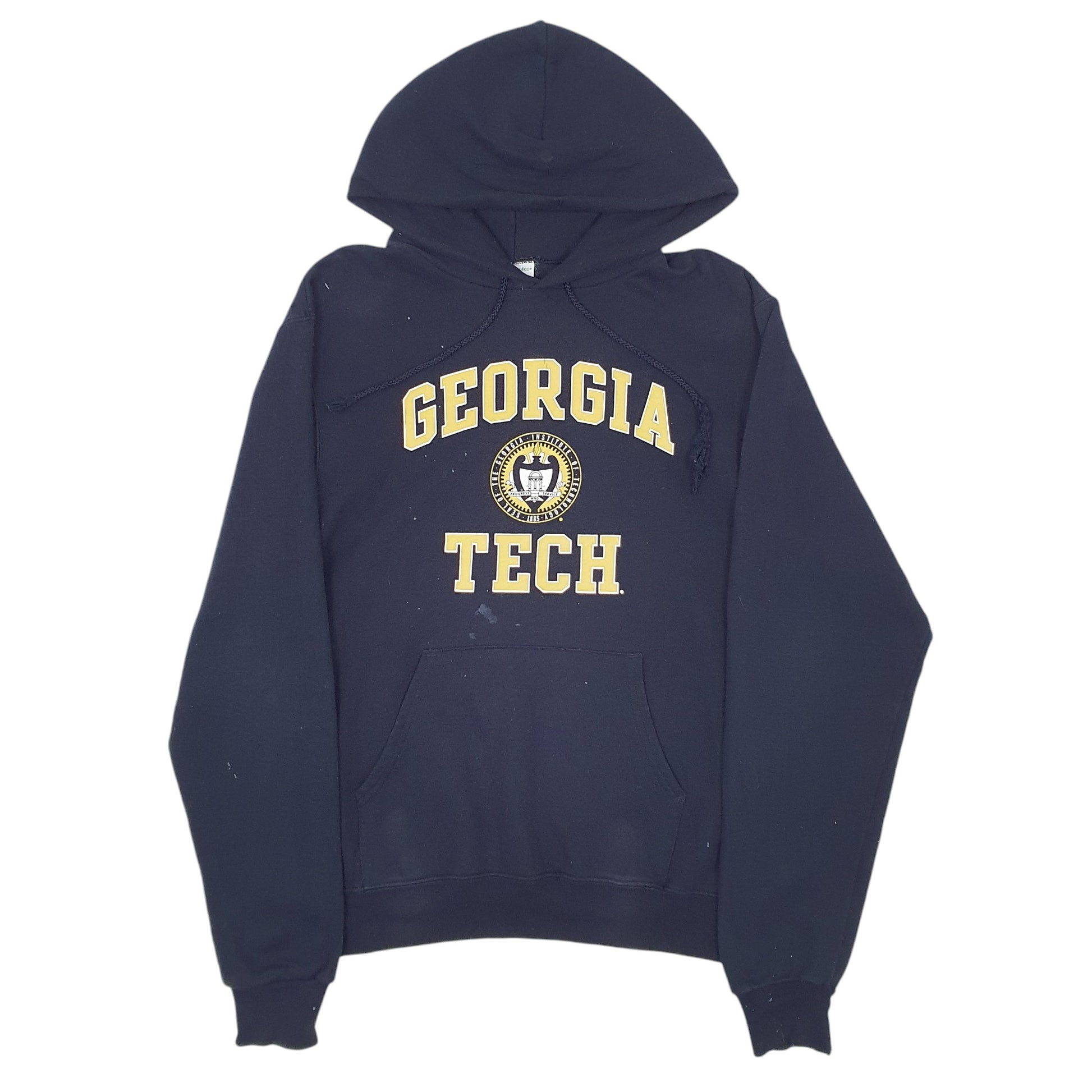 Mens Navy Champion Georgia Tech Spellout Hoodie Jumper