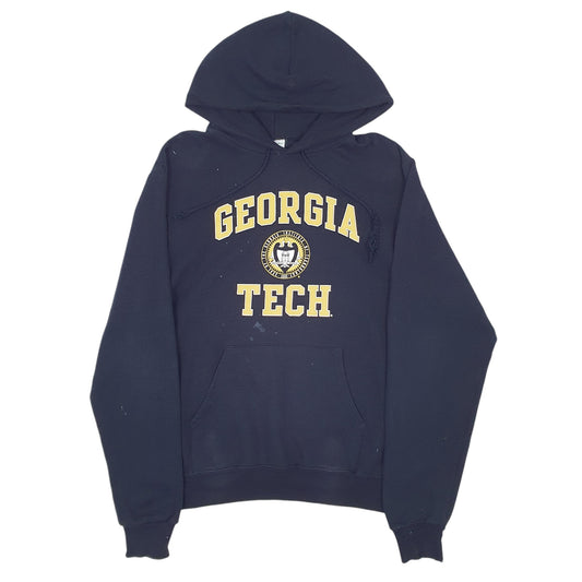 Mens Navy Champion Georgia Tech Spellout Hoodie Jumper