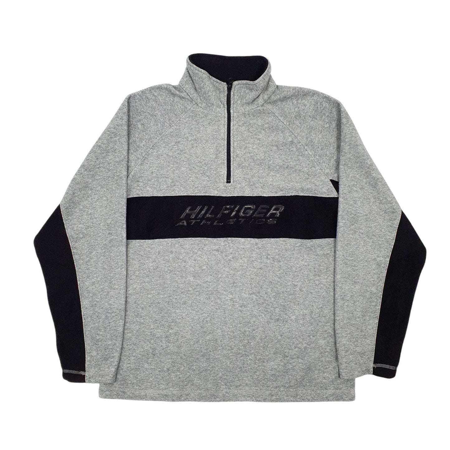 Mens Grey Tommy Hilfiger Vintage 90s Spellout Quarter Zip Jumper