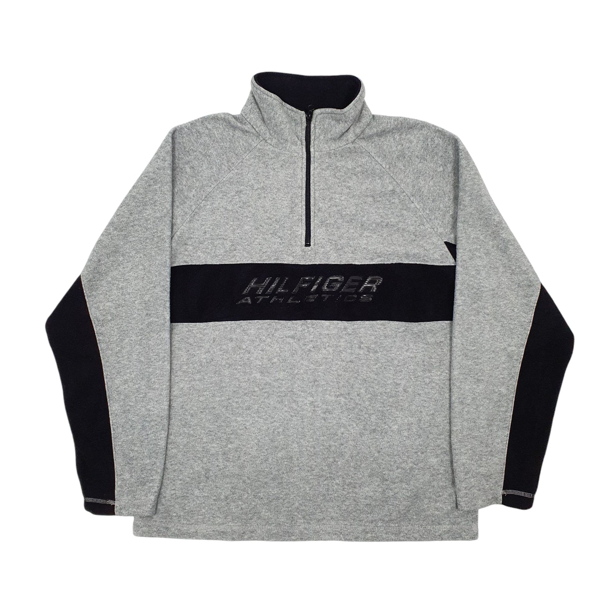 Mens Grey Tommy Hilfiger Vintage 90s Spellout Quarter Zip Jumper