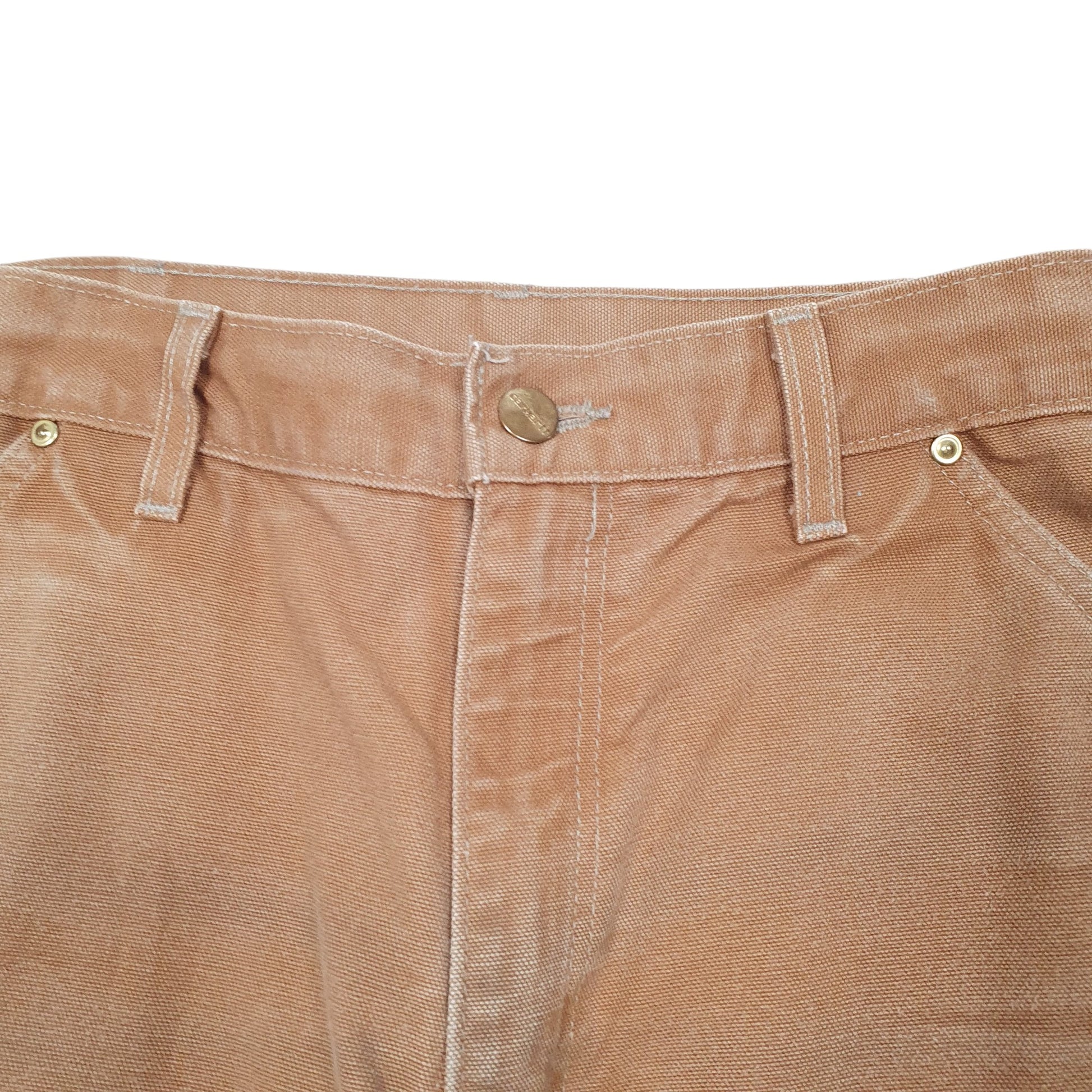 Mens Tan Carhartt Double Knee Riveted Made In USA Carpenter Trousers