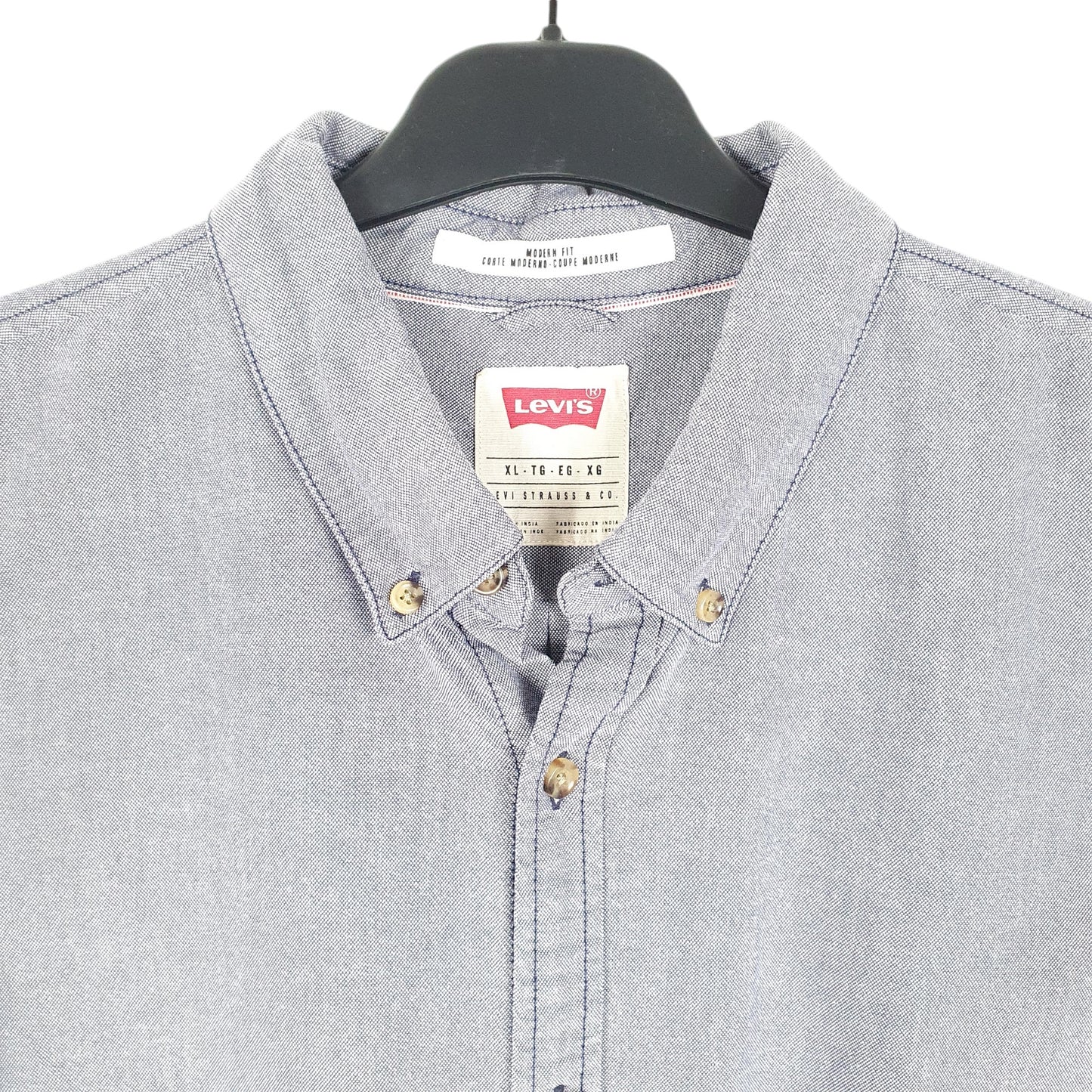 Mens Blue Levis Modern Fit Long Sleeve Shirt