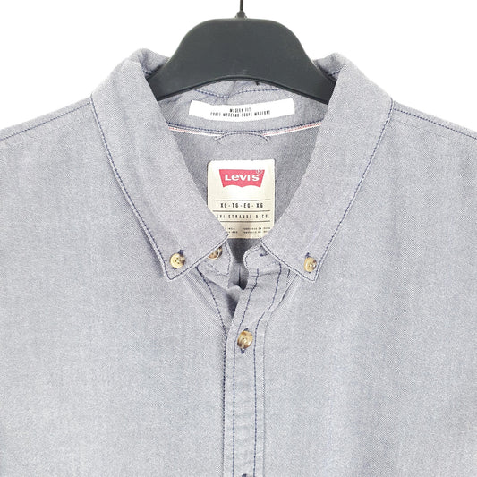 Mens Blue Levis Modern Fit Long Sleeve Shirt
