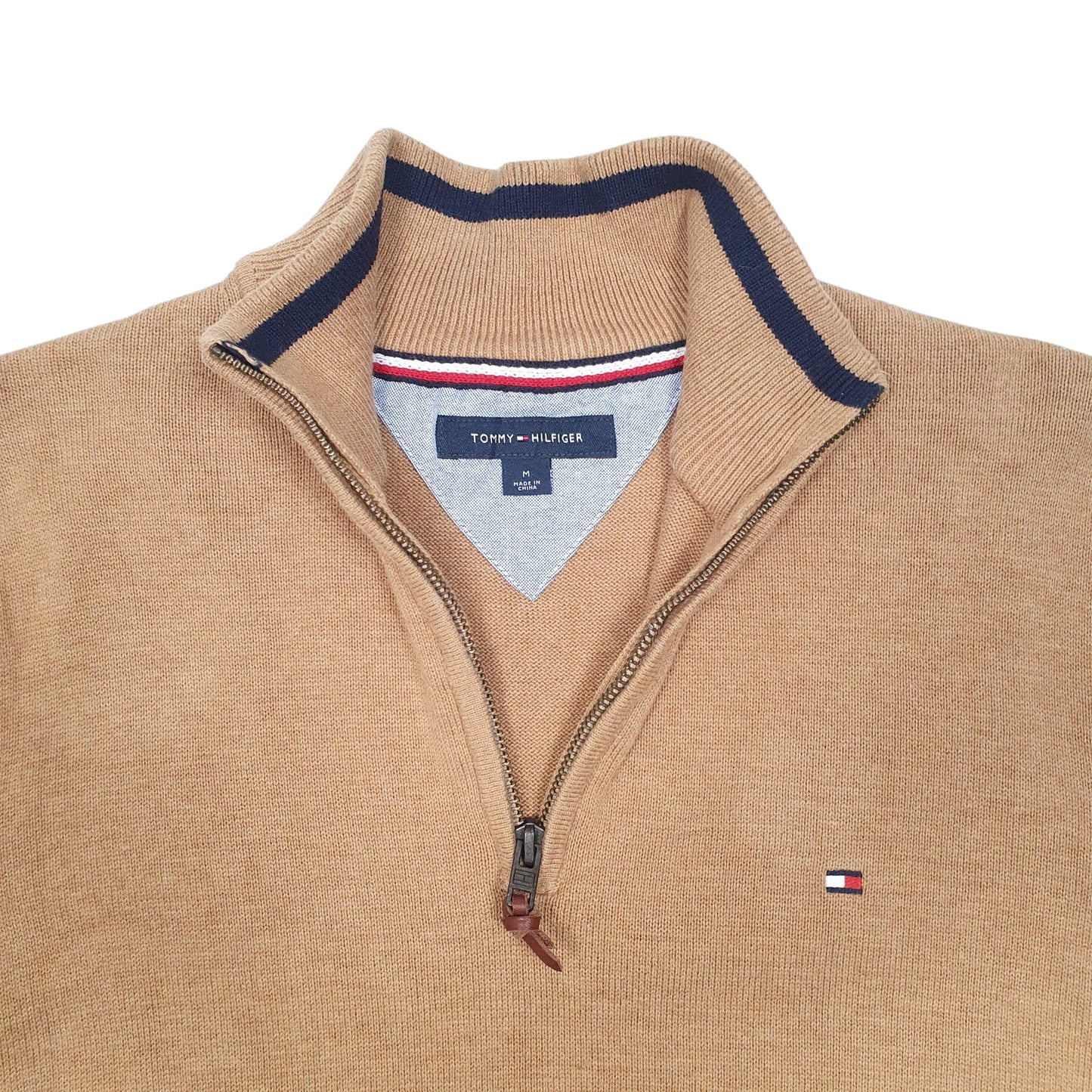 Mens Tan Tommy Hilfiger  Quarter Zip Jumper