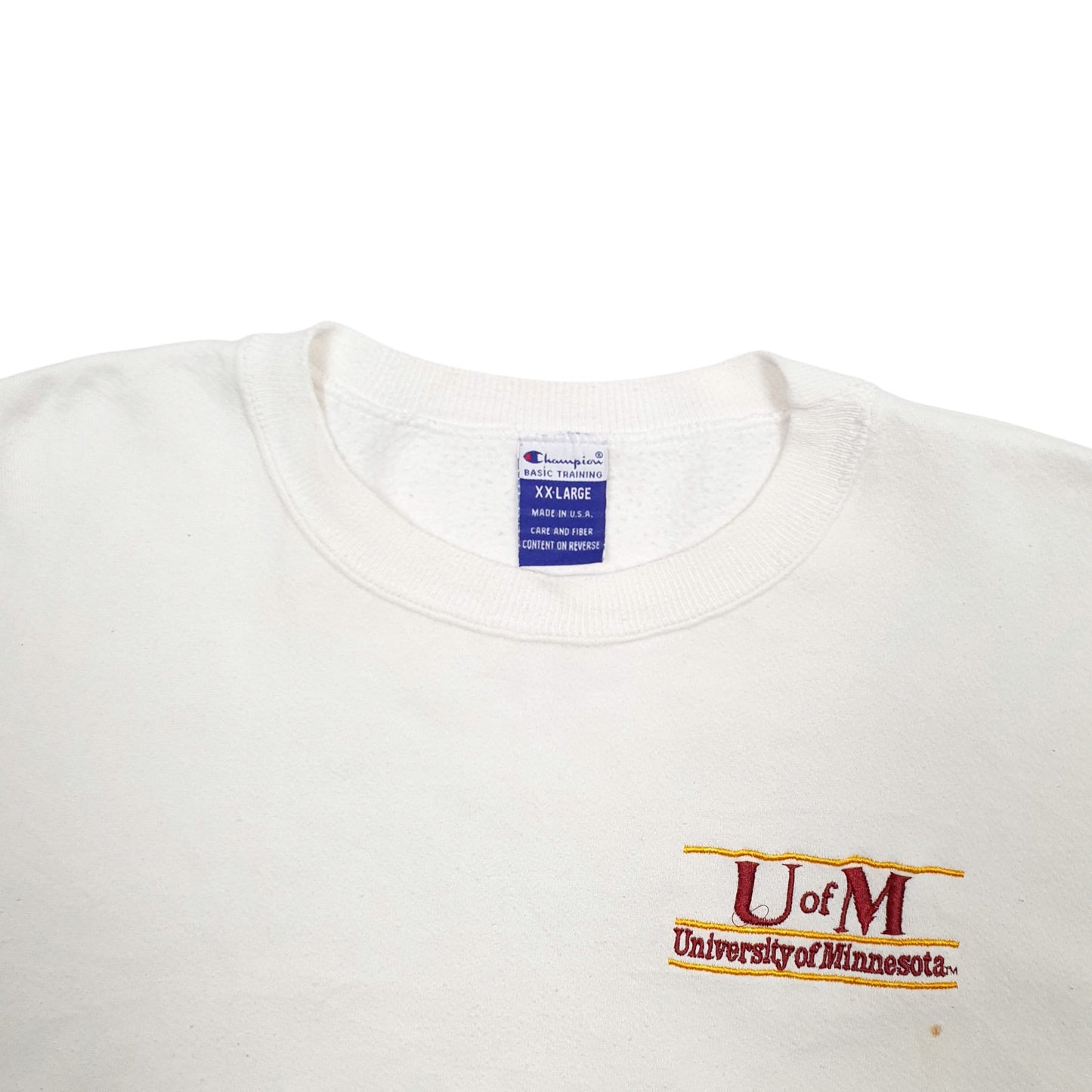 Mens White Champion Made In USA Vintage 90's University Of Minnesota Crewneck Jumper