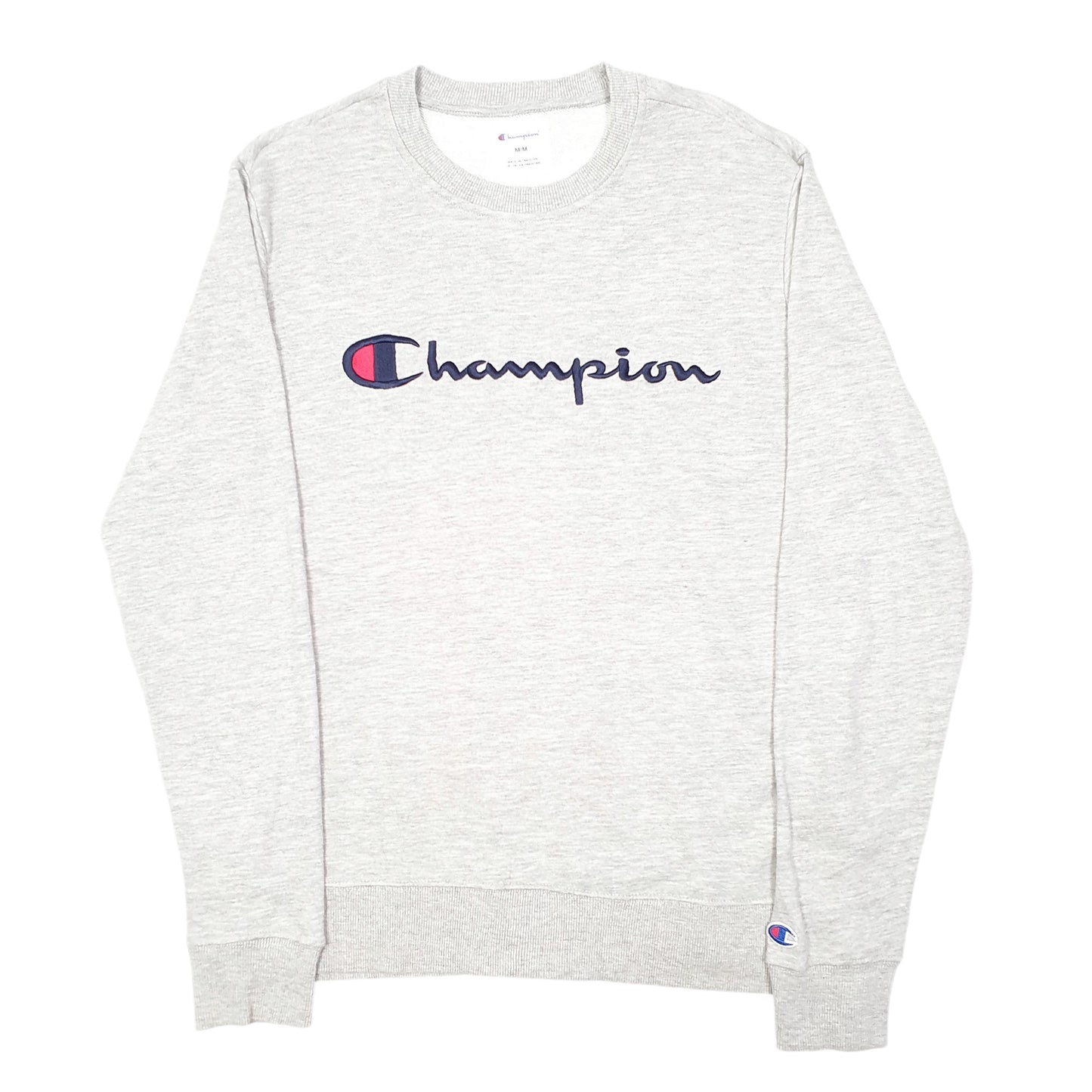 Mens Grey Champion Script Crewneck Jumper