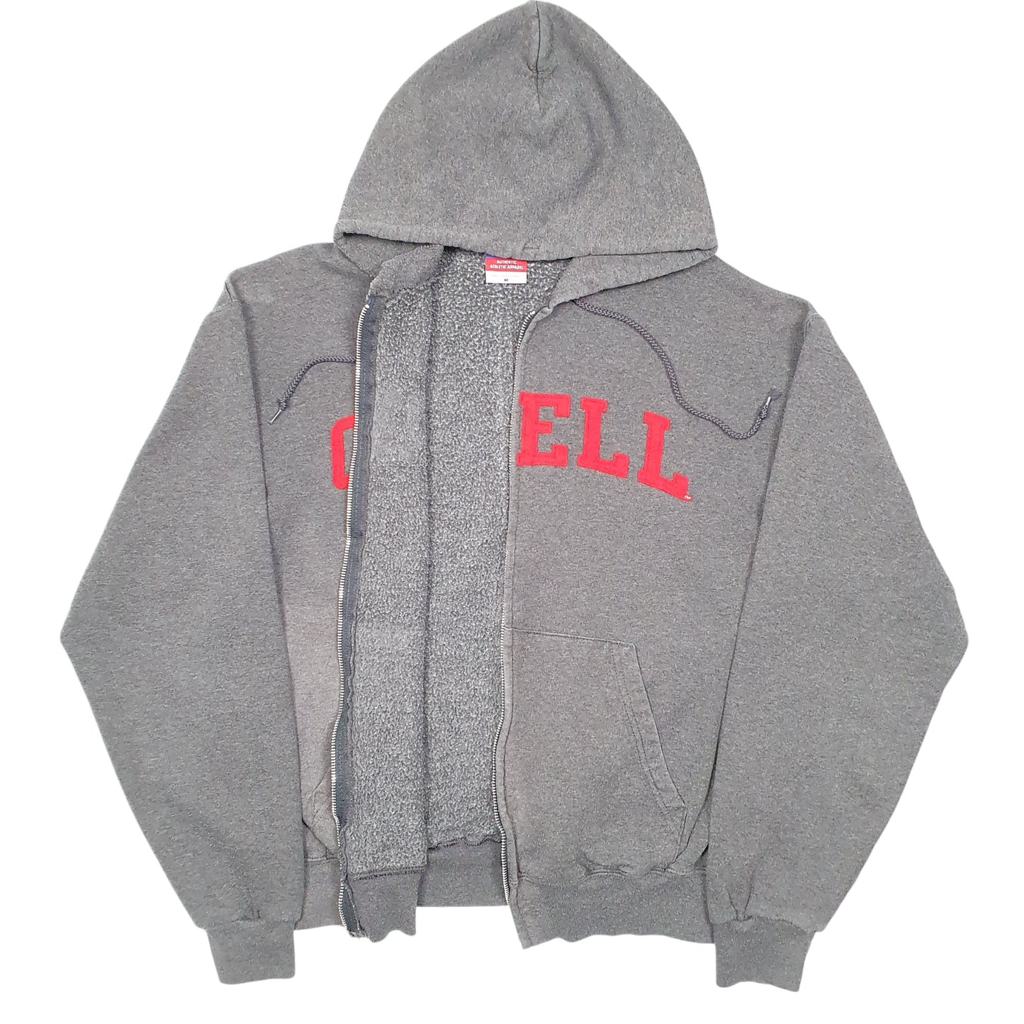 Mens Grey Champion Hoodie Cornell College USA Spellout Full Zip Jumper