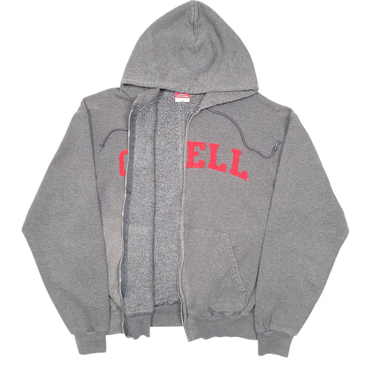 Mens Grey Champion Hoodie Cornell College USA Spellout Full Zip Jumper