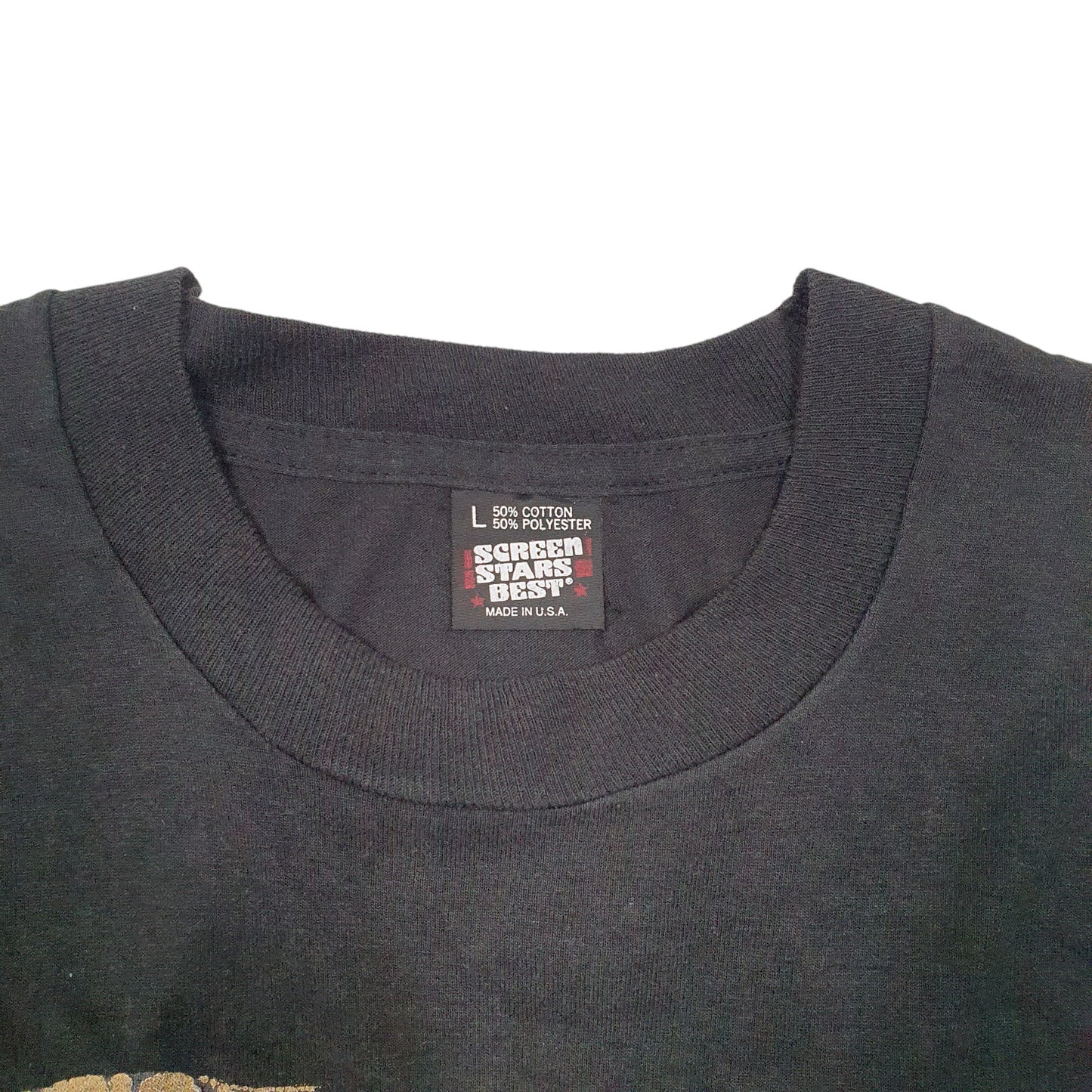 Mens Black Screen Stars Single Stitch Vintage 90s Made In USA Elephant Short Sleeve T Shirt