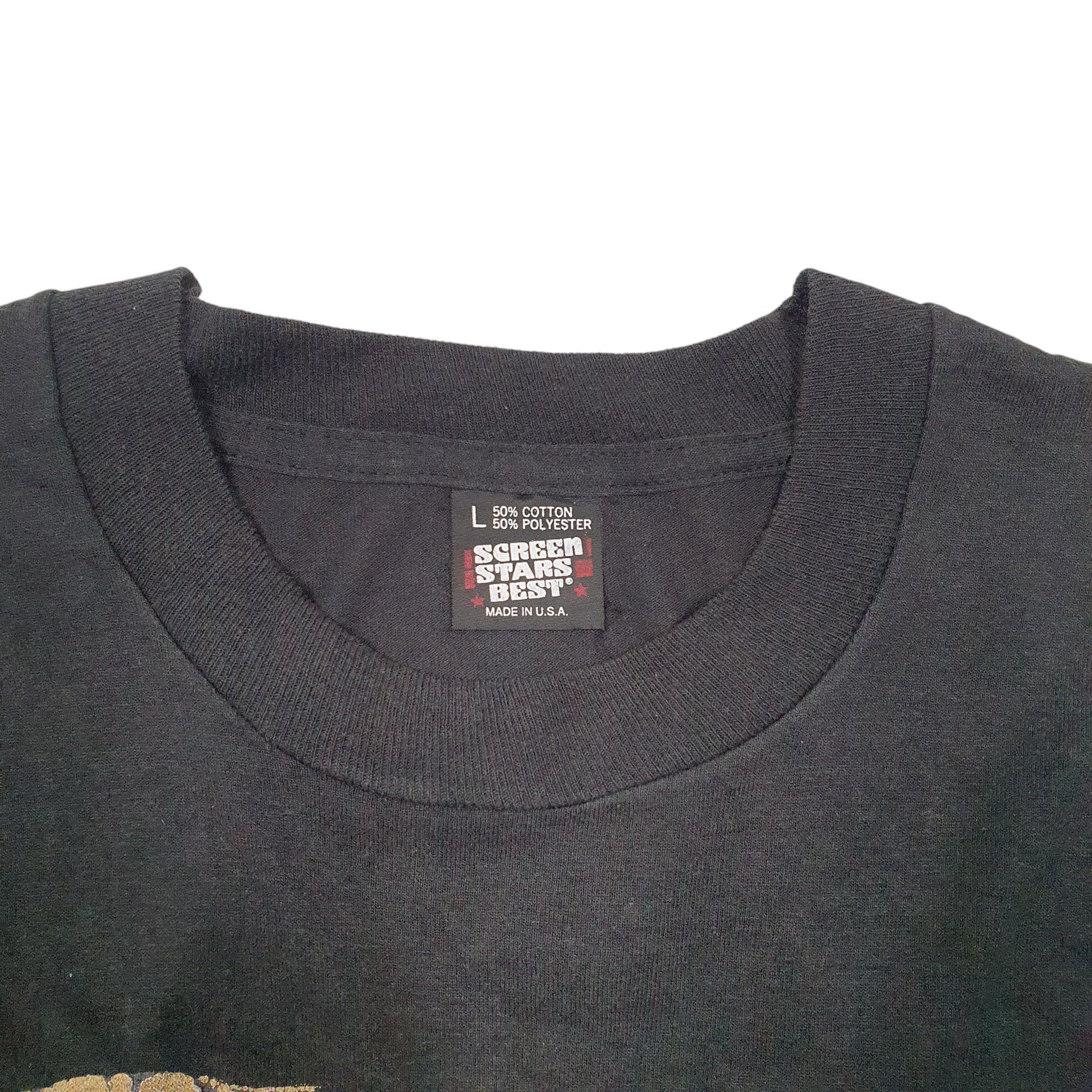 Mens Black Screen Stars Single Stitch Vintage 90s Made In USA Elephant Short Sleeve T Shirt