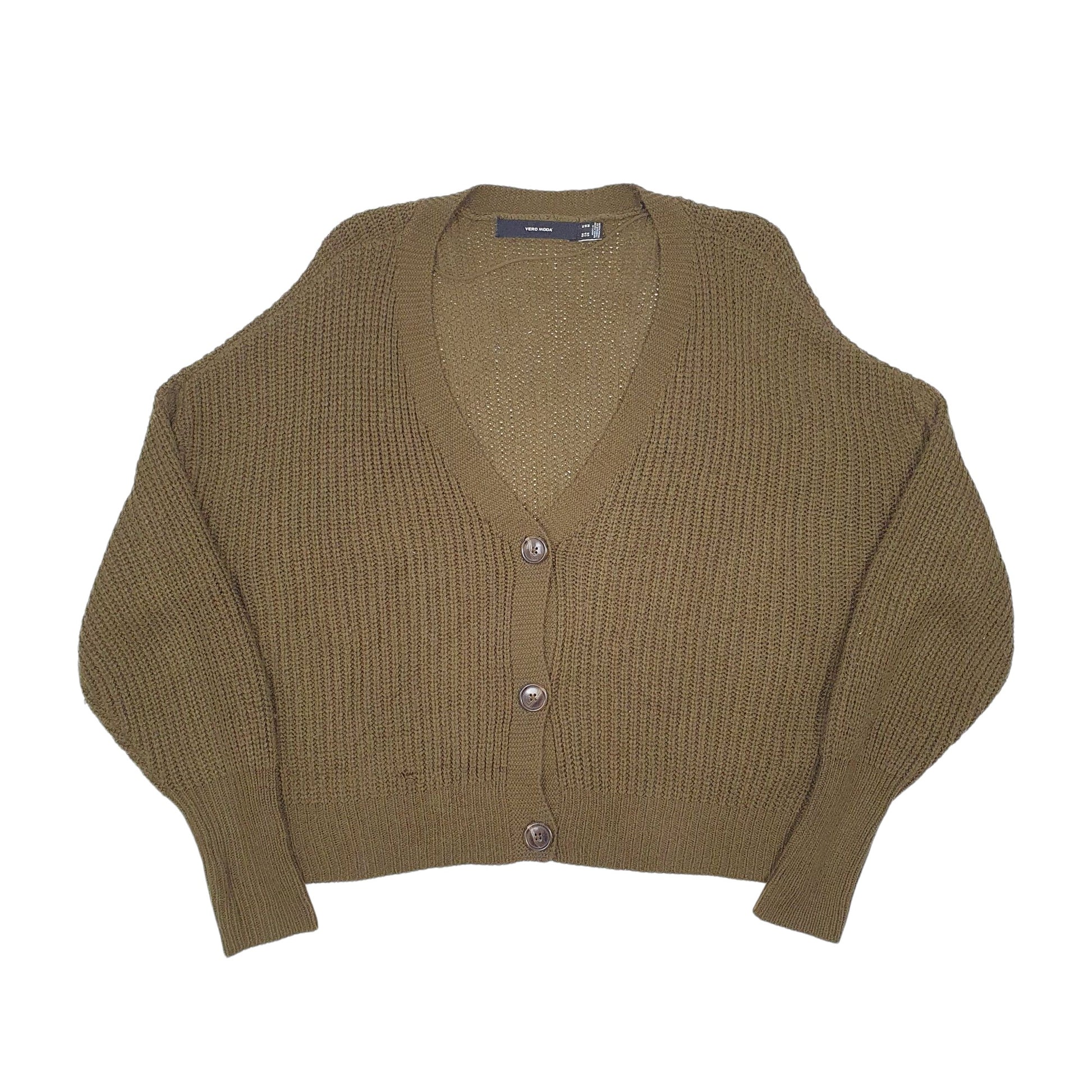 Womens Khaki Vero Moda Knit Cardigan Jumper