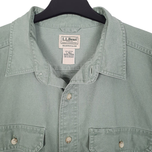 Mens Green L.L.Bean Tall Short Sleeve Shirt