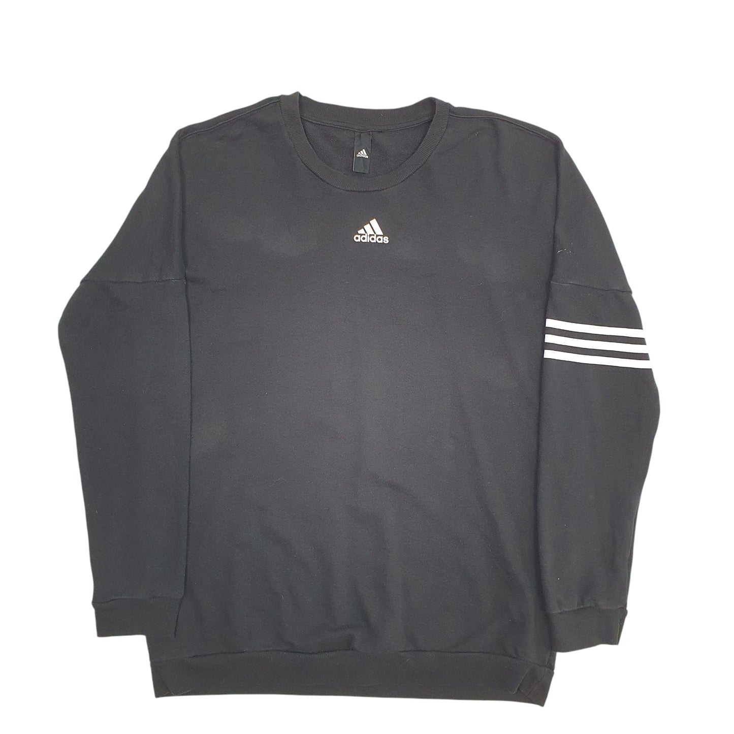 Mens Black Adidas Spellout Crewneck Jumper