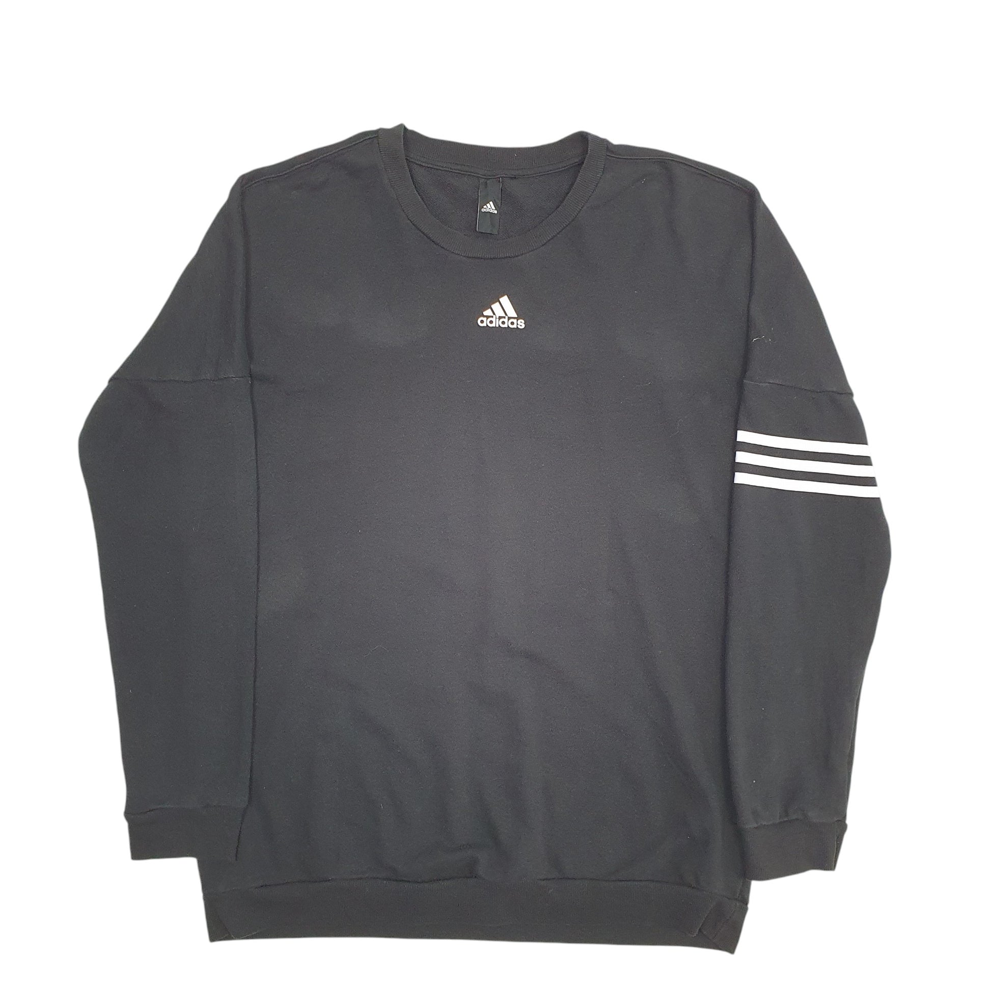 Mens Black Adidas Spellout Crewneck Jumper