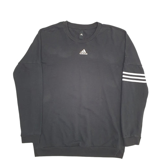 Mens Black Adidas Spellout Crewneck Jumper