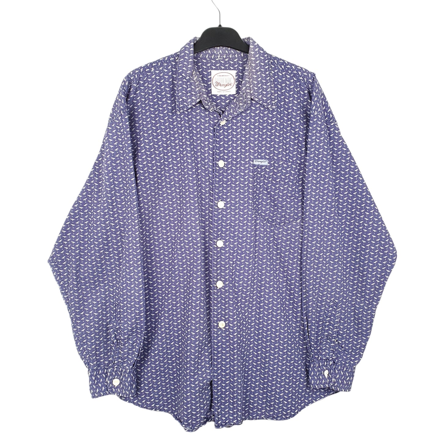 Mens Navy Wrangler  Long Sleeve Shirt