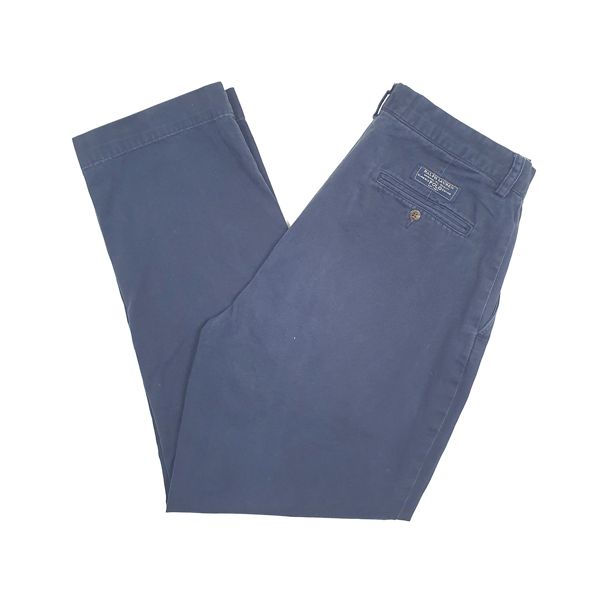 Mens Navy Polo Ralph Lauren Prospect Vintage 1990s Chino Trousers
