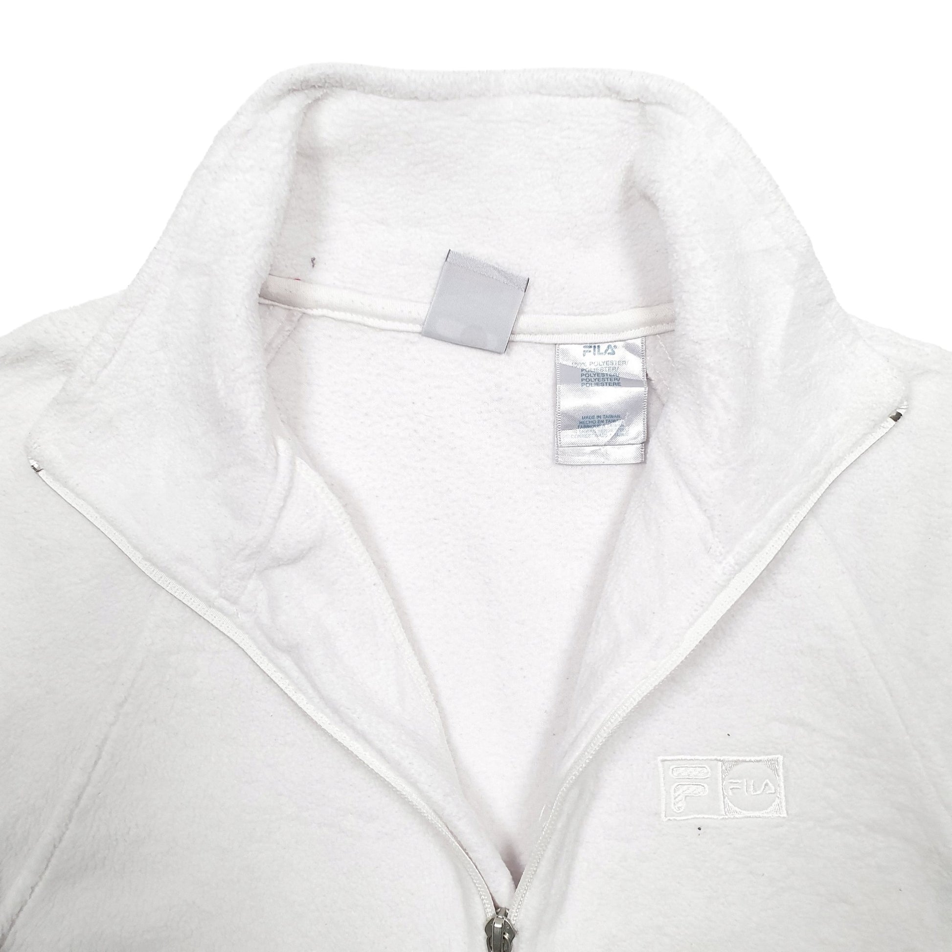 Womens White Fila  Quarter Zip Jumper