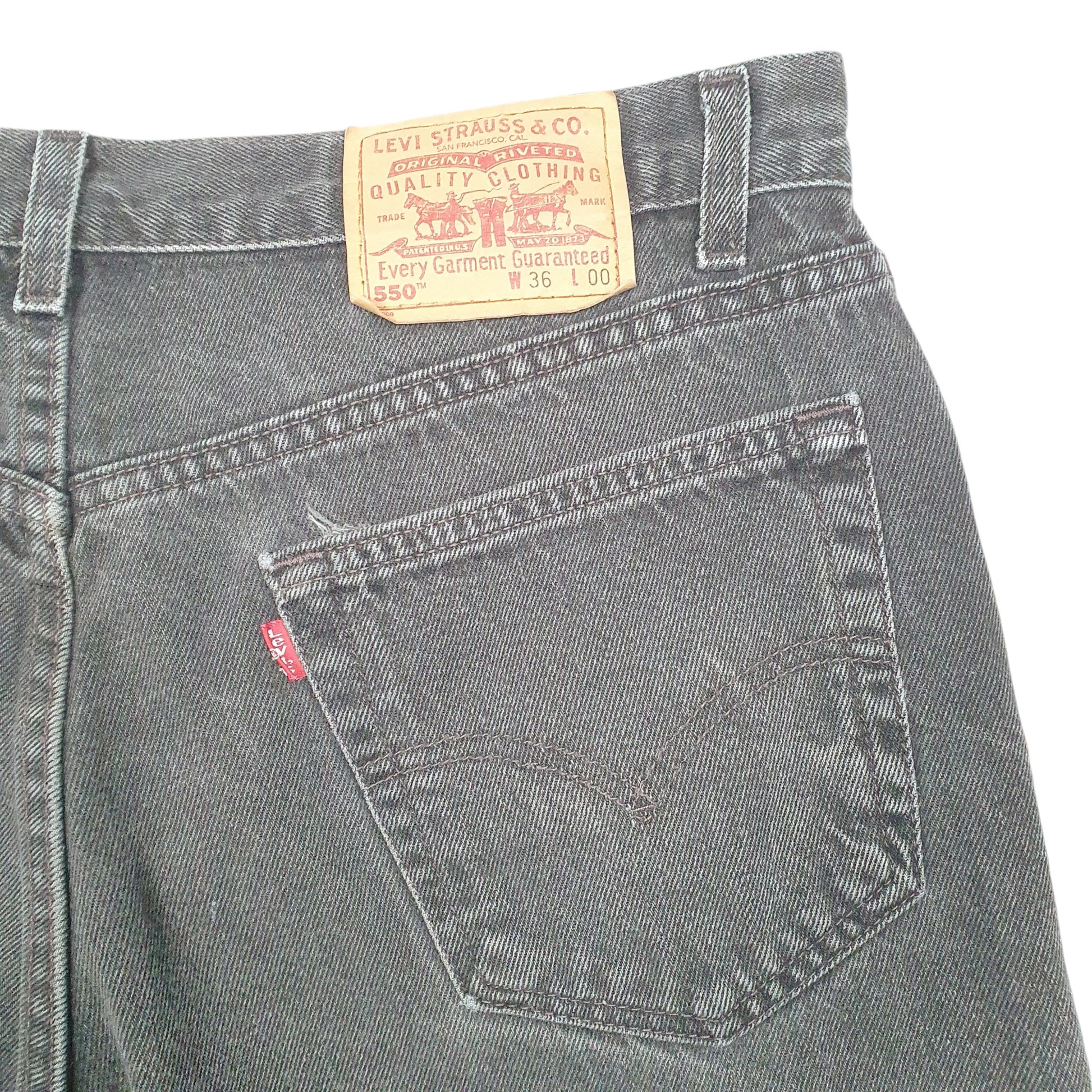 Mens Black Levis Denim Jeans Jorts Vintage 2000s 550 Relaxed Baggy Denim Shorts