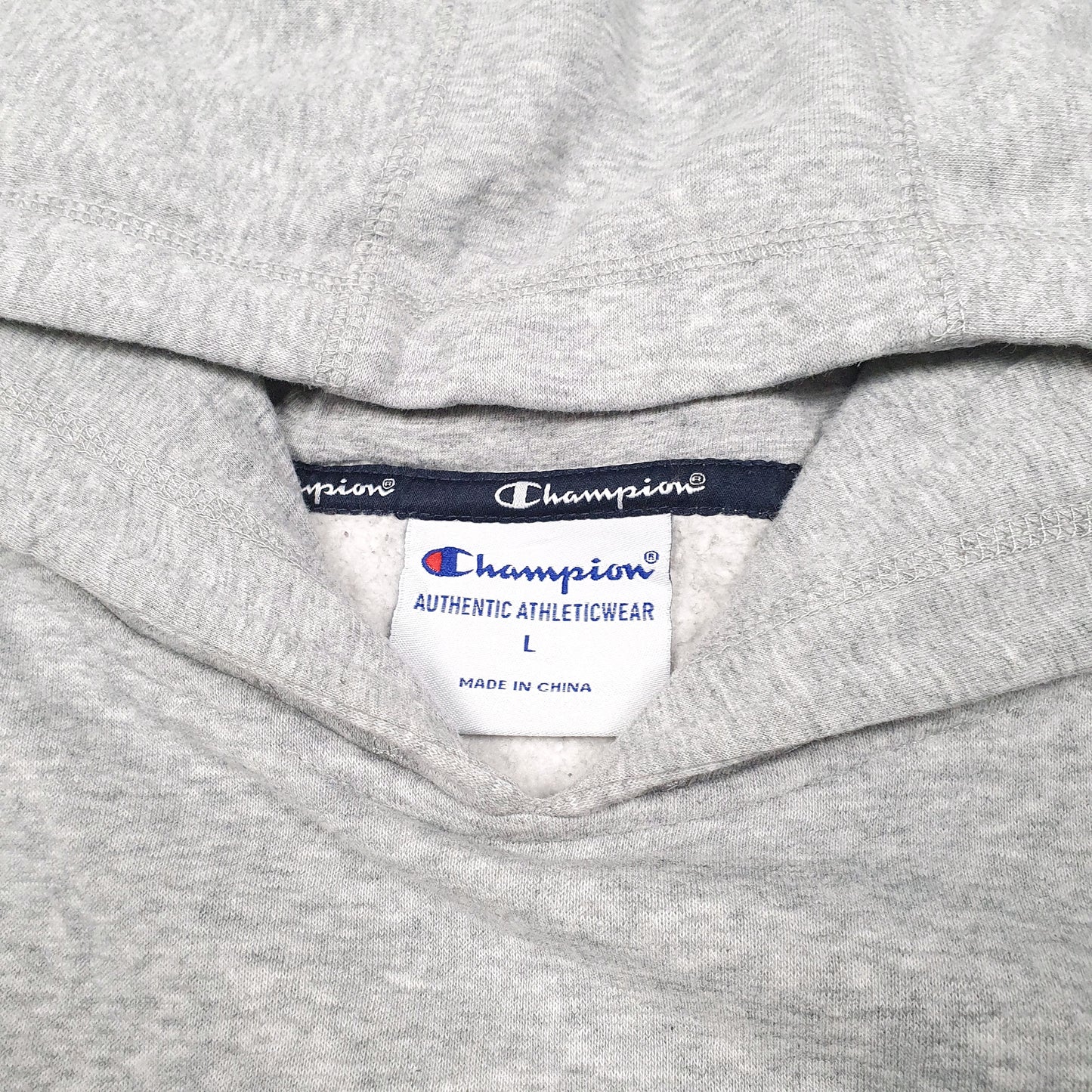 Mens Grey Champion Script Hoodie Jumper