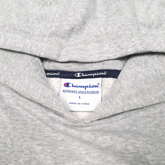 Mens Grey Champion Script Hoodie Jumper