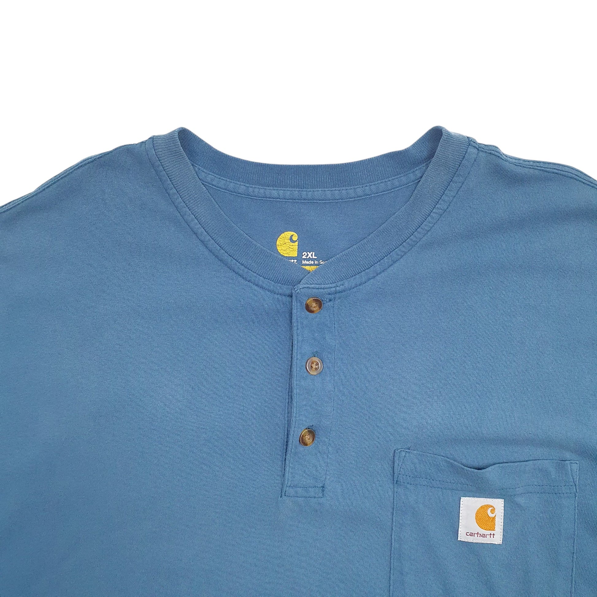 Mens Blue Carhartt Button Up Short Sleeve T Shirt