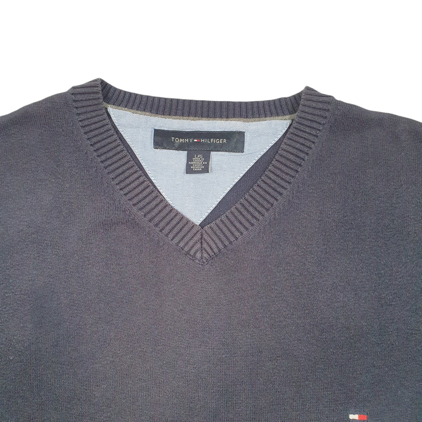 Mens Navy Tommy Hilfiger Knit V Neck Jumper