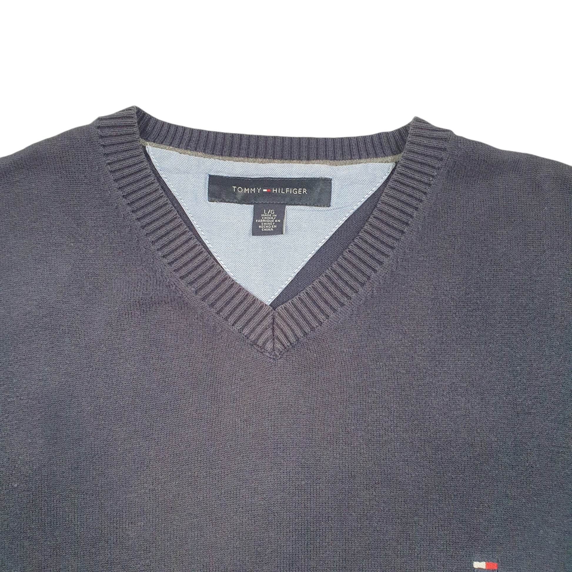 Mens Navy Tommy Hilfiger Knit V Neck Jumper