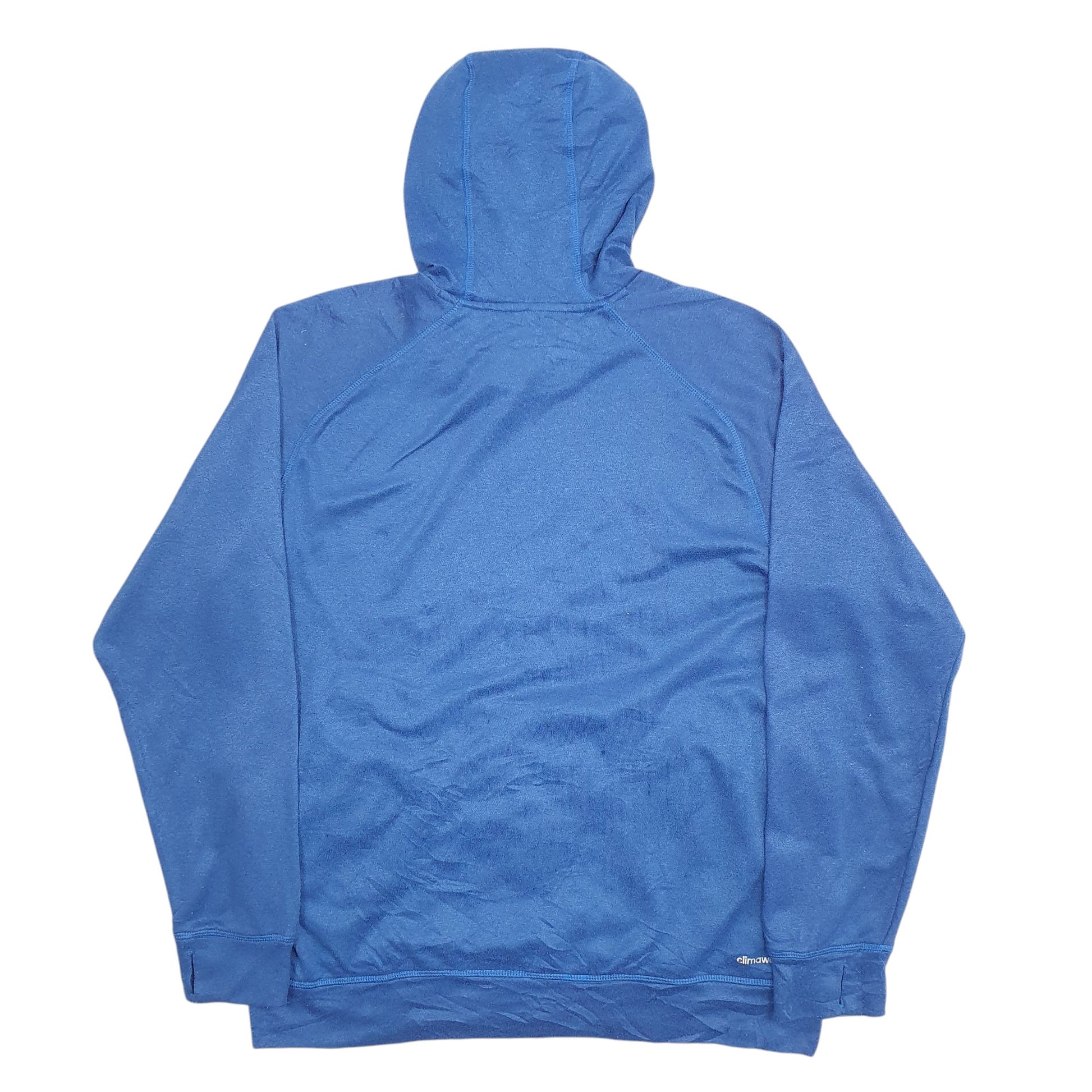 Mens Blue Adidas Spellout Climawarm Hoodie Jumper