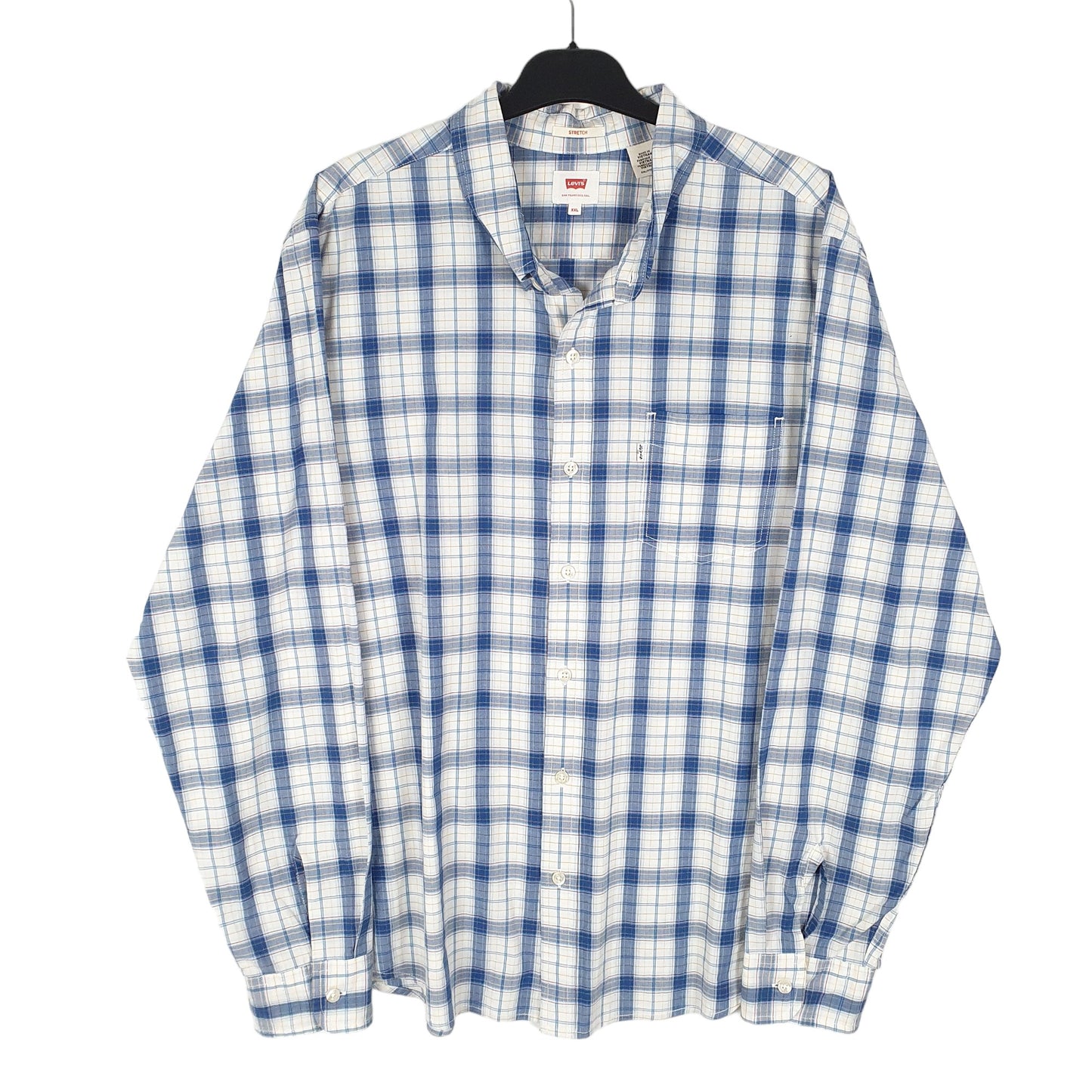 Mens White Levis Casual Stretch Long Sleeve Shirt