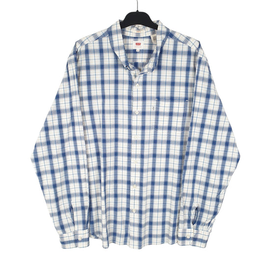 Mens White Levis Casual Stretch Long Sleeve Shirt