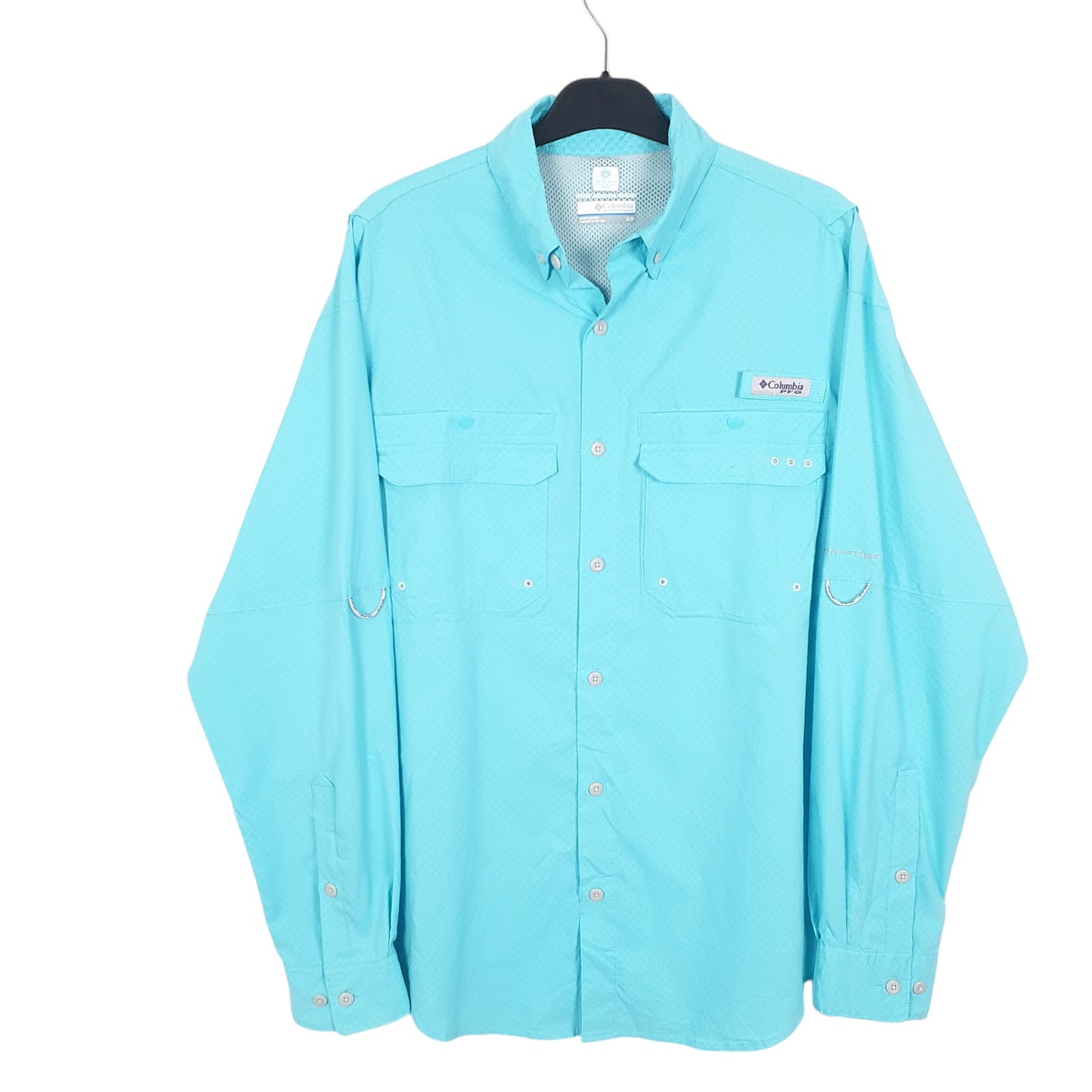 Mens Turquoise Columbia Sportswear PFG Performance Fishing Gear Omni Freeze Long Sleeve Shirt