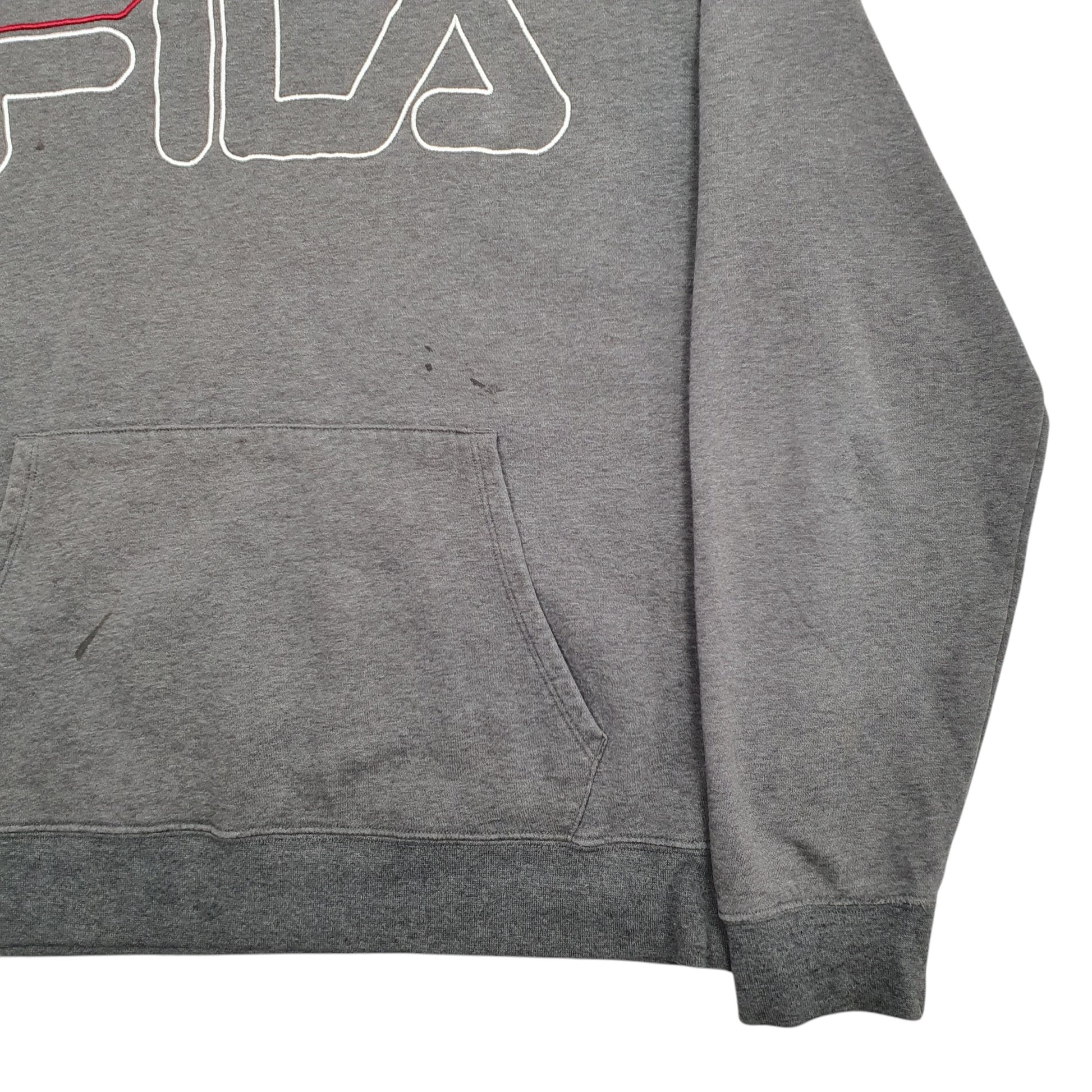 Mens Grey Fila Spellout Hoodie Jumper