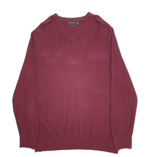 Mens Burgundy Nautica Knit Crewneck Jumper