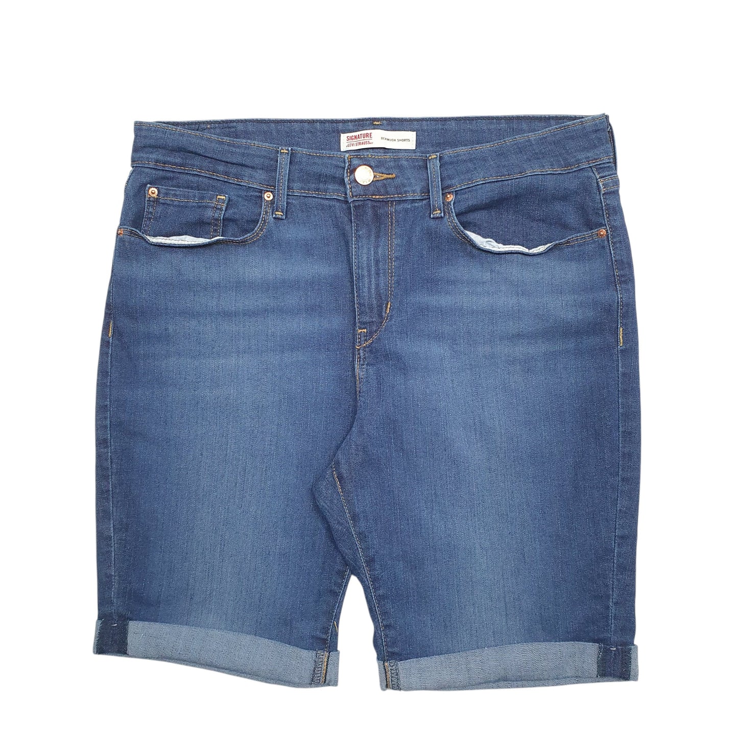 Womens Blue Levis Stretch Fit Denim Shorts