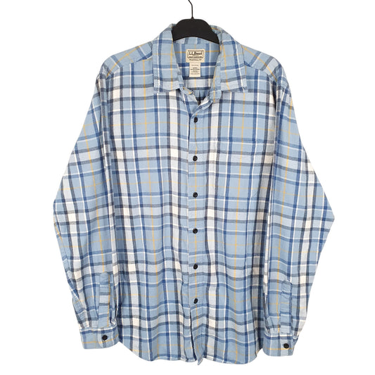 Mens Blue L.L.Bean Flannel Overshirt Shacket Long Sleeve Shirt