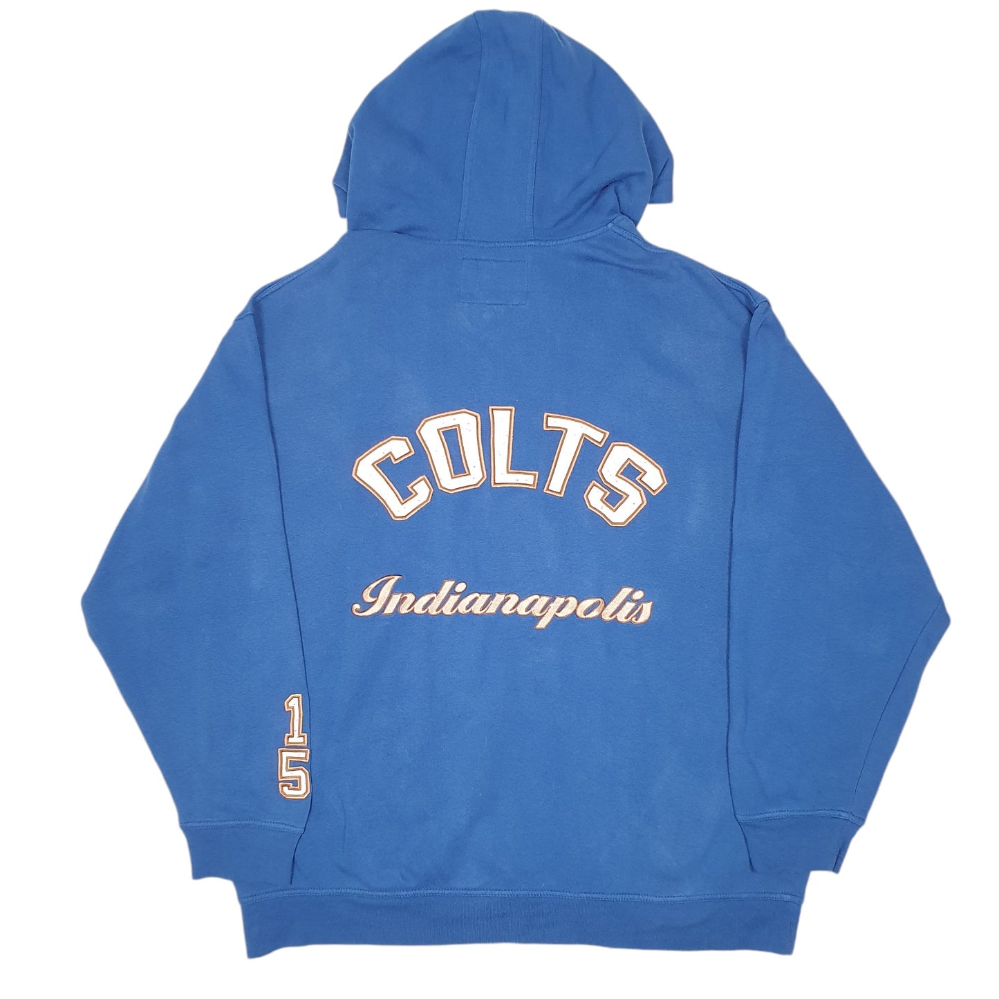 Mens Blue NFL Indianapolis Colts American Football Spellout USA String Hoodie Jumper