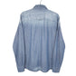 Mens Blue Pull & Bear Chambray Long Sleeve Shirt
