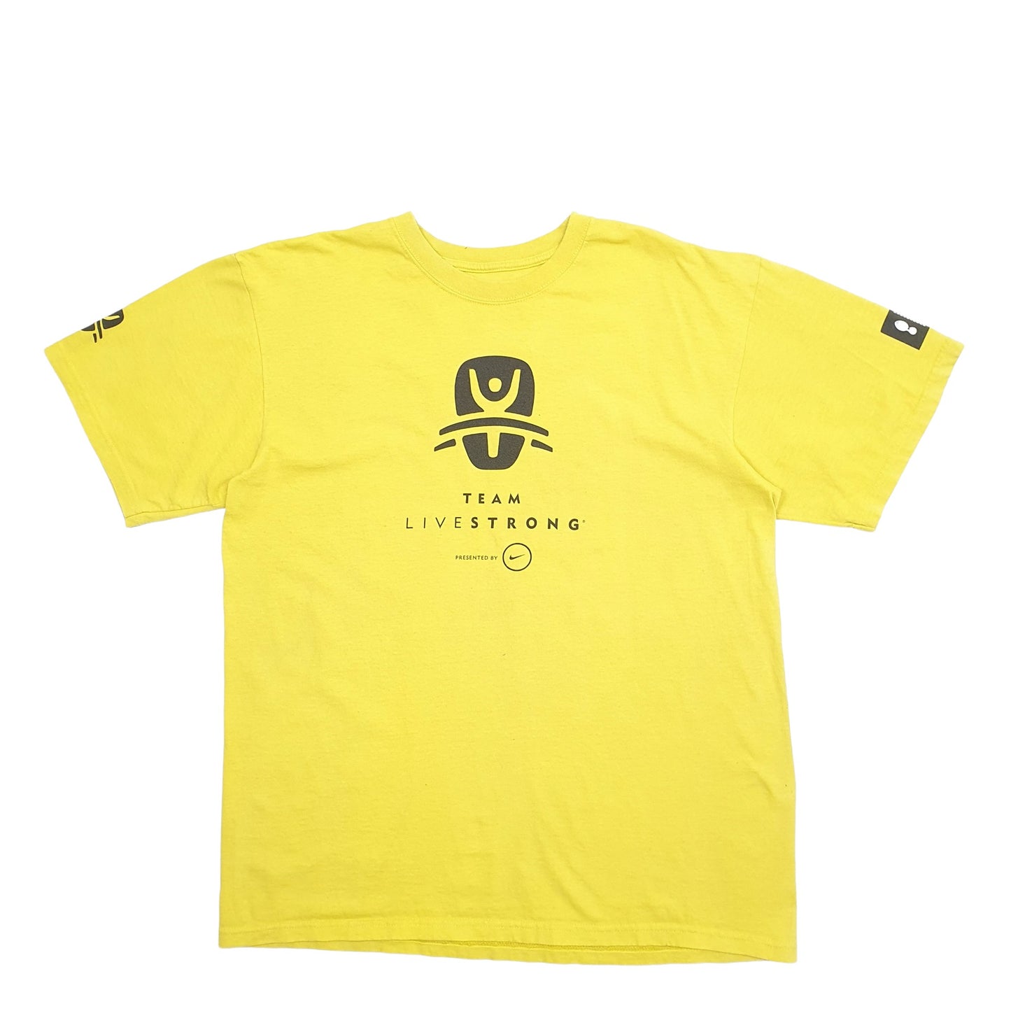 Mens Yellow Nike Spellout Livestrong Short Sleeve T Shirt