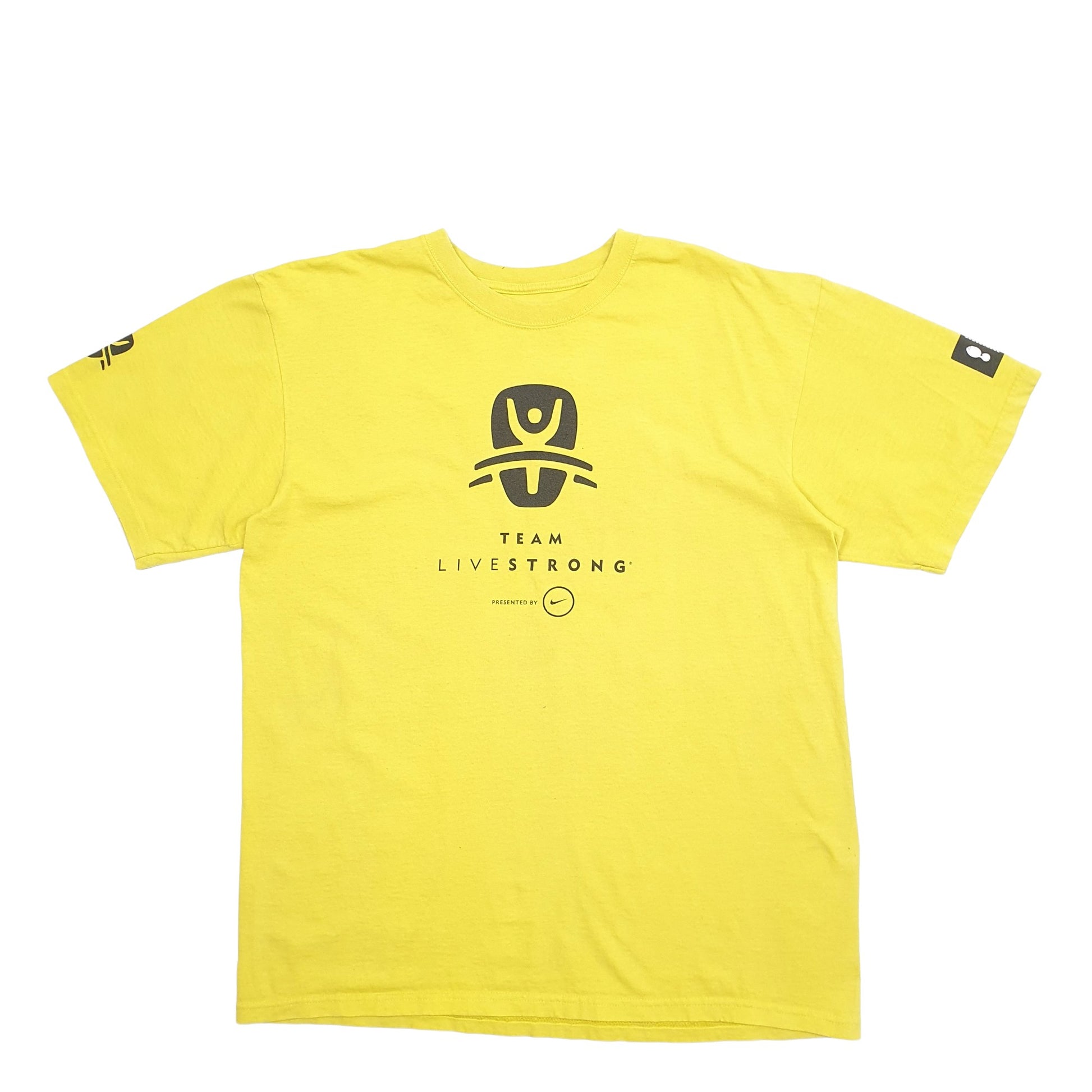 Mens Yellow Nike Spellout Livestrong Short Sleeve T Shirt