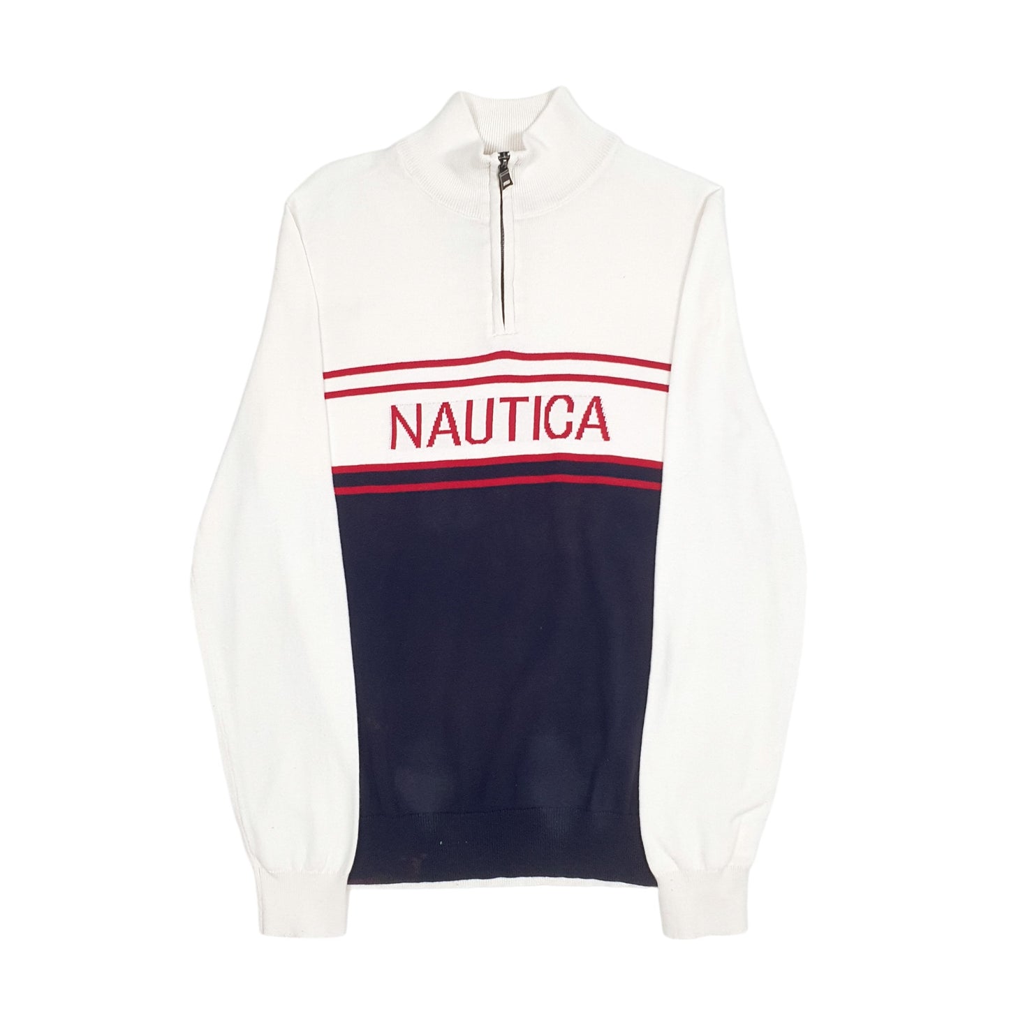 Mens White Nautica Knitwear Quarter Zip Jumper