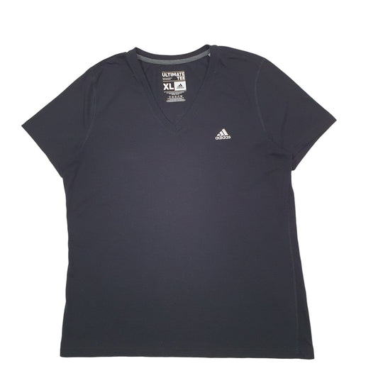 Womens Black Adidas V Neck Short Sleeve T Shirt