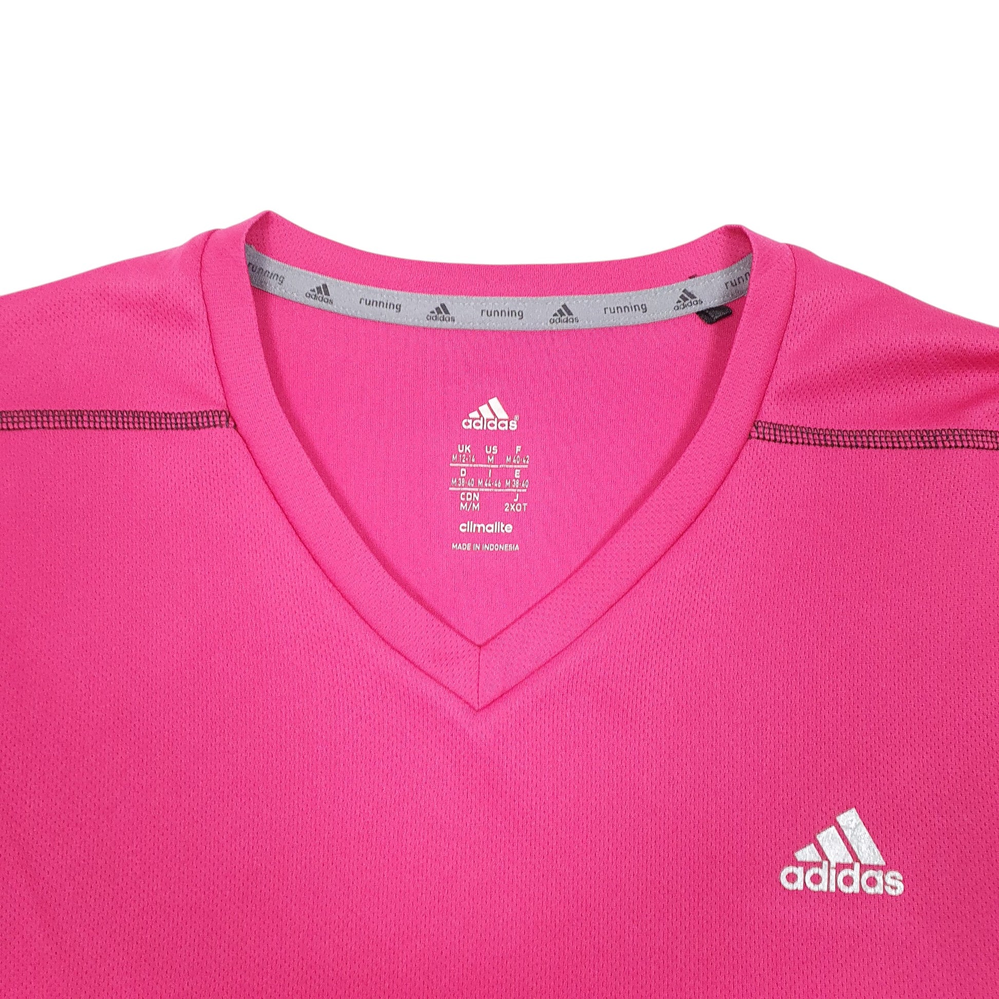 Womens Pink Adidas Active Workout Gym Running Climalite Long Sleeve T Shirt
