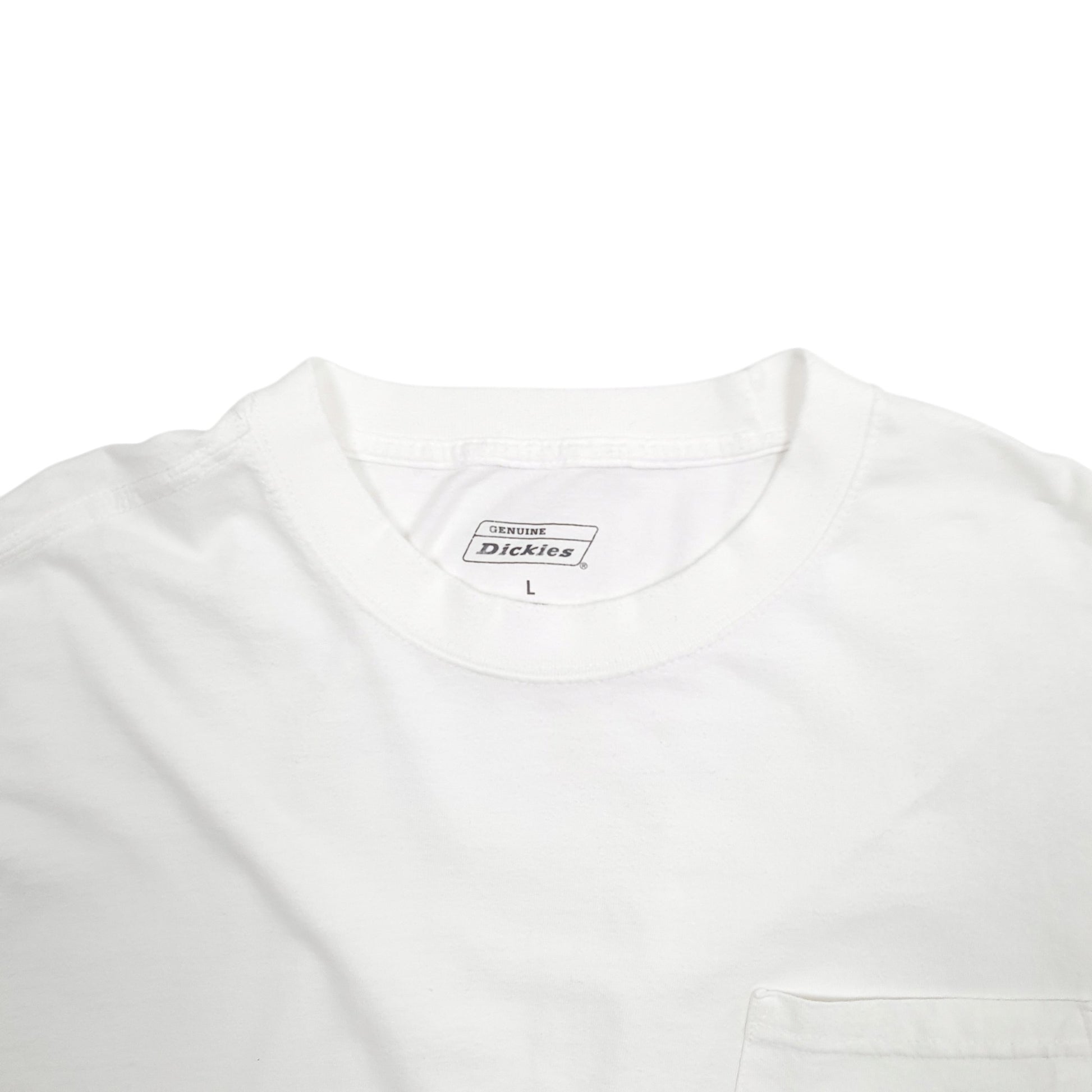 Mens White Dickies  Long Sleeve T Shirt