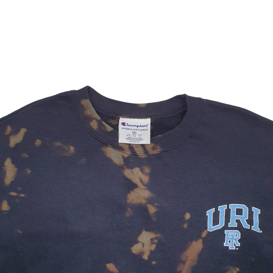 Mens Navy Champion Tye Dye URI Spellout Crewneck Jumper