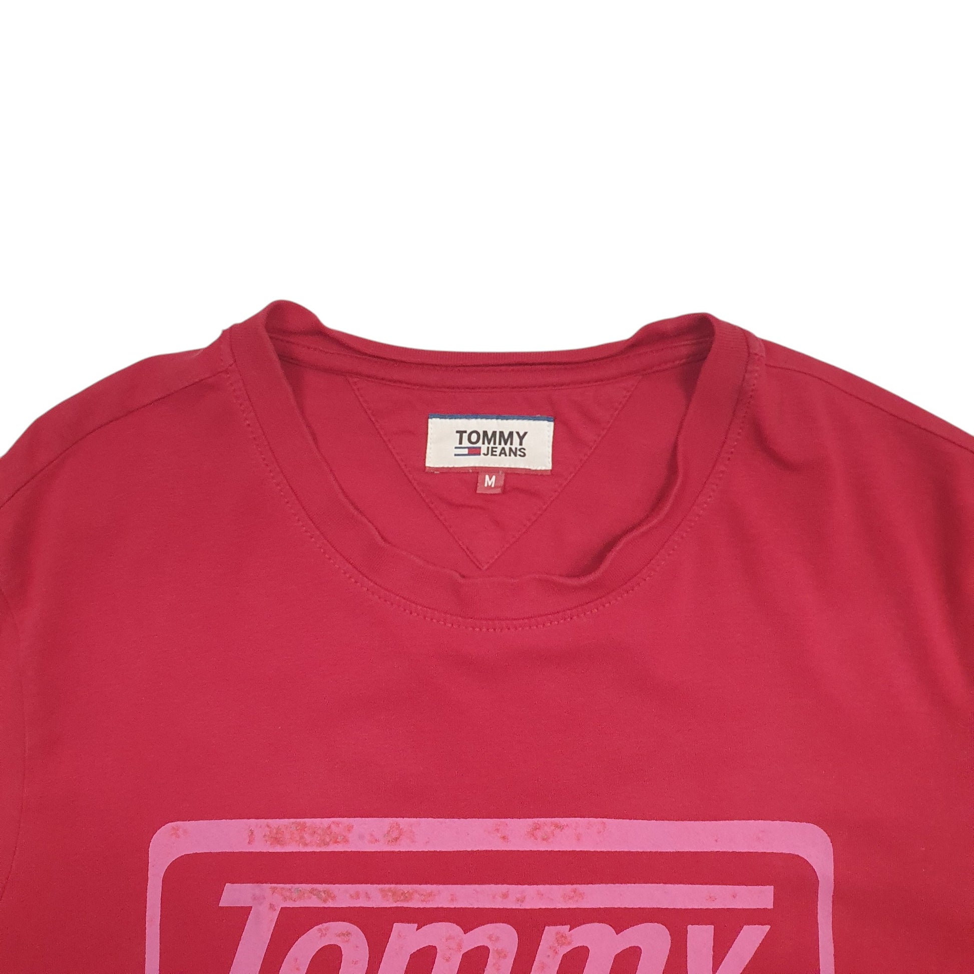 Mens Red Tommy Hilfiger Spellout Short Sleeve T Shirt
