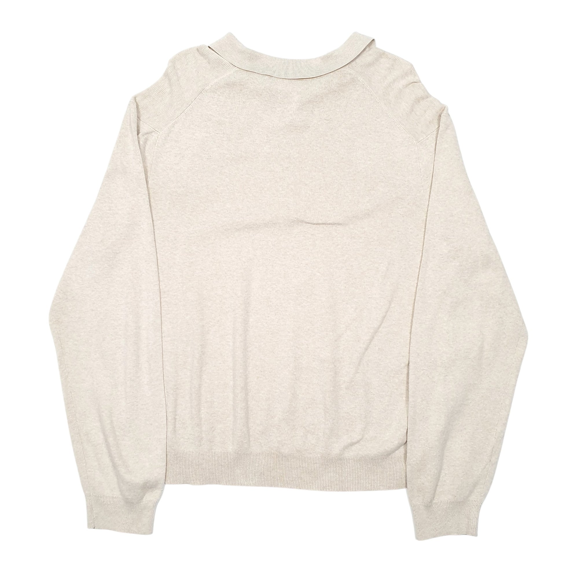 Mens Cream Polo Ralph Lauren Collared Knit Pima Crewneck Jumper